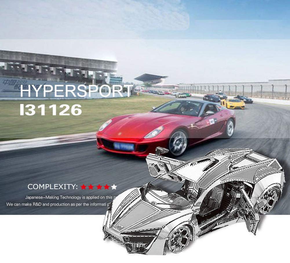 DIY 3D Car Metal Model 3D Puzzle 3D Laser Cut Jigsaw Toys 3D Metal Model Kit for Adults&Kids Mechanical Model Educational Toy Indoor Decoration Desk Toy Birthday Gift Collection Brain Teaser Puzzles feiwo