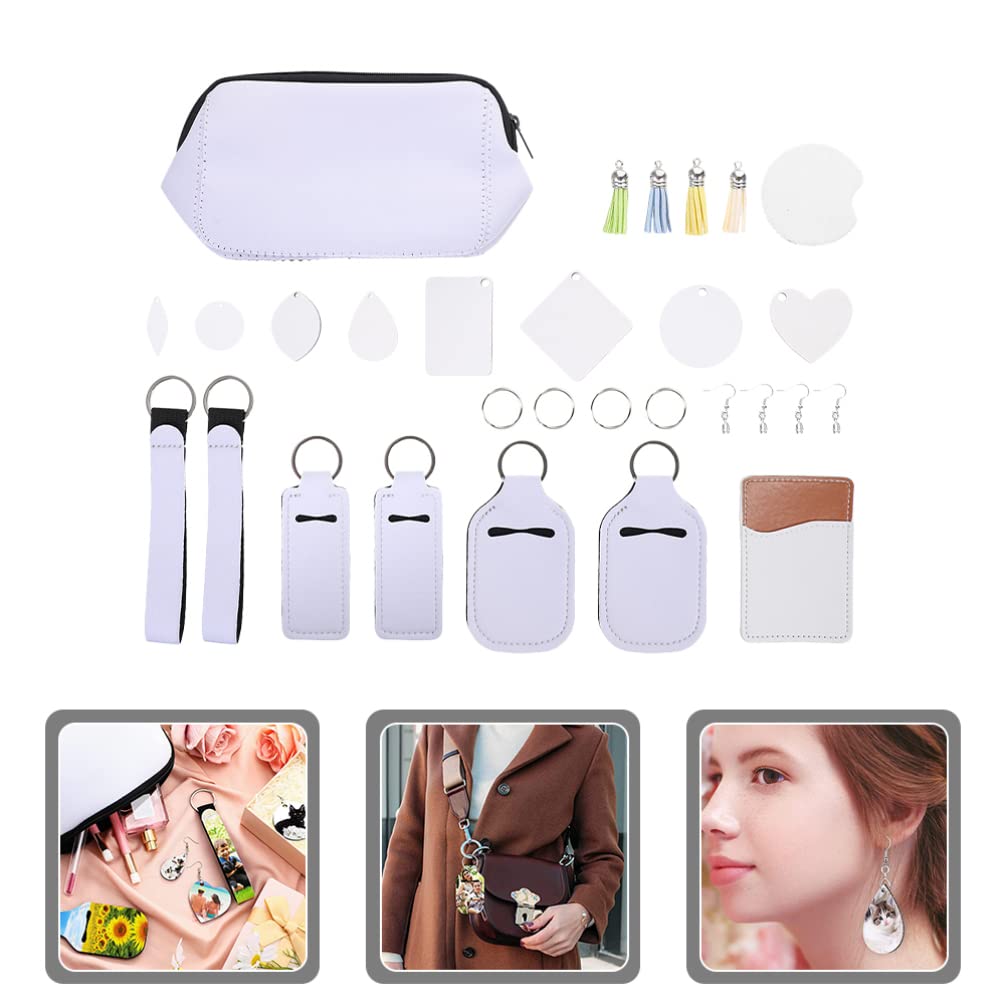 Ciieeo 1 Set Dye Sublimation Kit Sublimation Blanks Products Tassel DIY Sublimation Spray Sublimation Starter Kit Sublimation Blank Lipstick Holder Jewel Earrings Jewlery Kit Bag Key Ciieeo