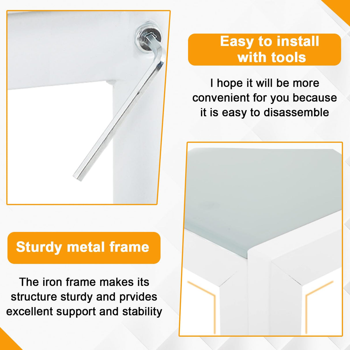 FDW | 5-Piece Dining Table Set | White | Glass Kitchen Table with 4 Upholstered Chairs and Faux Leather Cushions | Space-Saving and Modern Design | for Dining Room, Easy to Assemble FDW