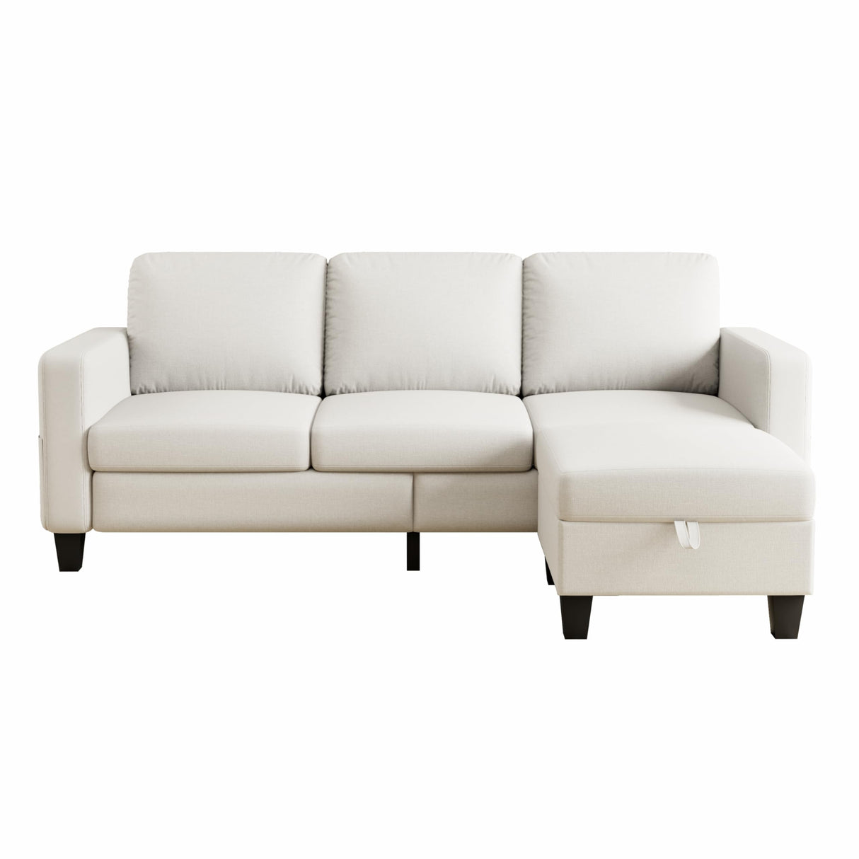 Lonkwa Sectional Sofa Couches for Living Room, 78'' Beige 3 Seater L-Shaped Couch with Storage Ottoman, Comfy Fabric Convertible Sectionals Sofas with Chaise for Apartment, Office, Small Space Lonkwa