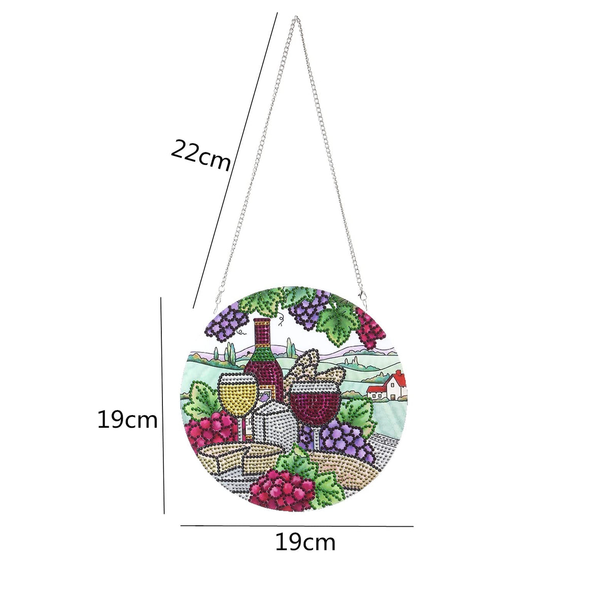 LUSandy DIY 5D Grape Wine Diamond Painting Kits Hanging Sign Wall Art Sign Special Shaped Crystal Red Wine Diamond Art Window Pendants Home Garden Wall Door Hanging Diamond Painting Kits LUSandy