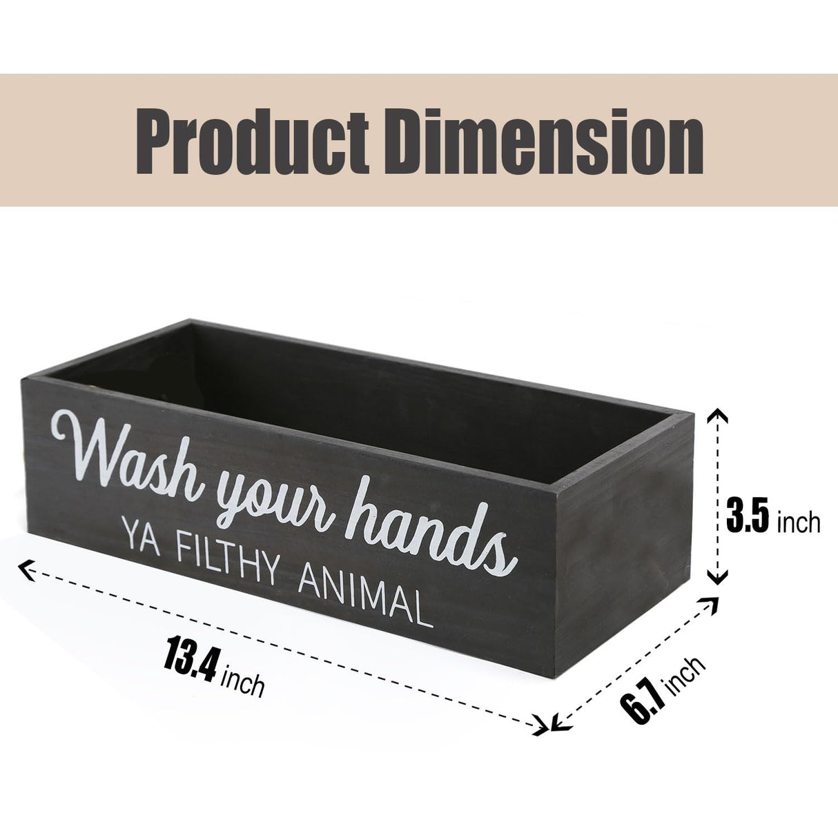 CuffUp Bathroom Decor Box, Toilet Paper Basket 2 Sides Signs Farmhouse Bathroom Basket Toilet Basket Tank Topper Rustic Farmhouse Home Decor for Livingroom Kitchen(One Black Box) CuffUp