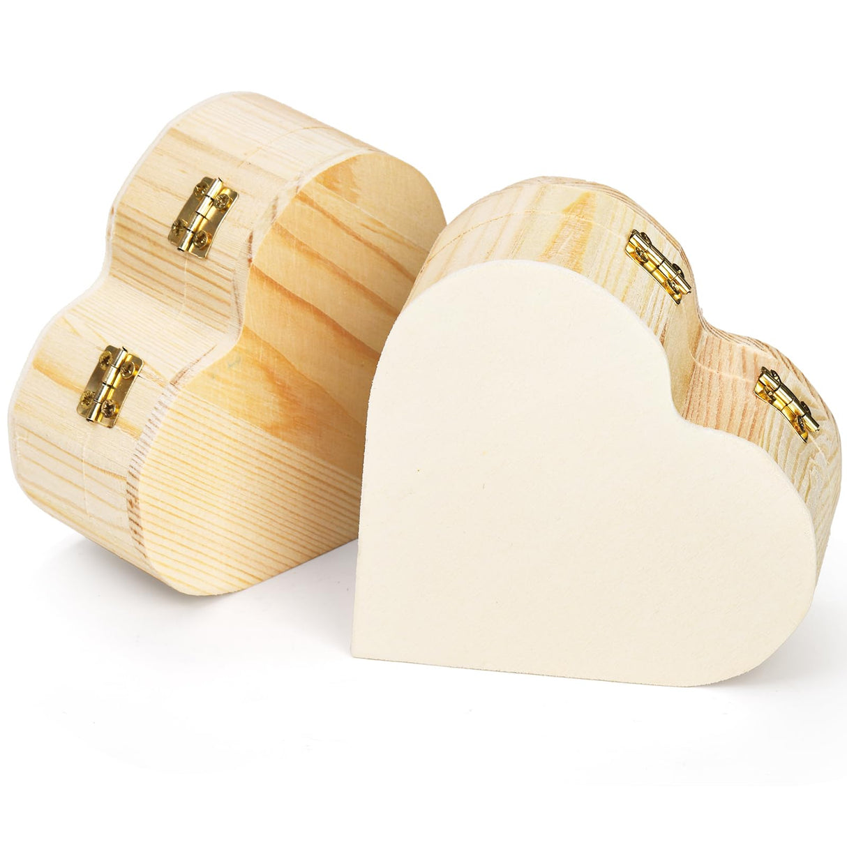 Acshio 12 Pack Unfinished Wood Heart Box, Unpainted DIY Treasure Chest with 10 Pcs Paint Brushes, Wooden Heart Shaped Storage Box Jewelry Box with Lid for Art Craft Painting Making Acshio