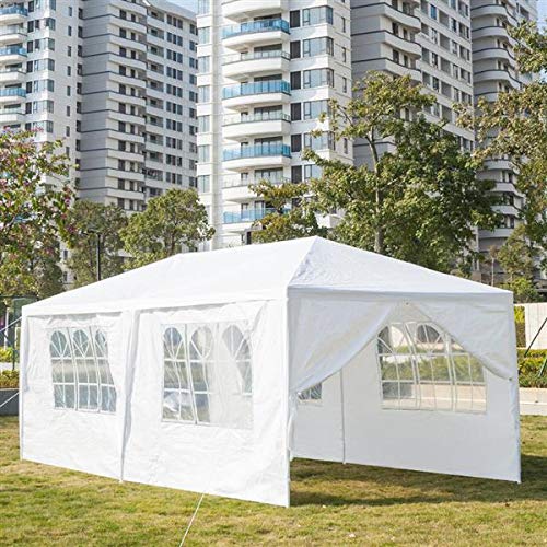 CAIDE-STORE White 10x20 ft Outdoor Waterproof Canopy Tent for Party Wedding Heavy Duty Patio Garden Gazebo Pavilion with Windows and Removable Sidewalls 6-Side Wall CAIDE-STORE