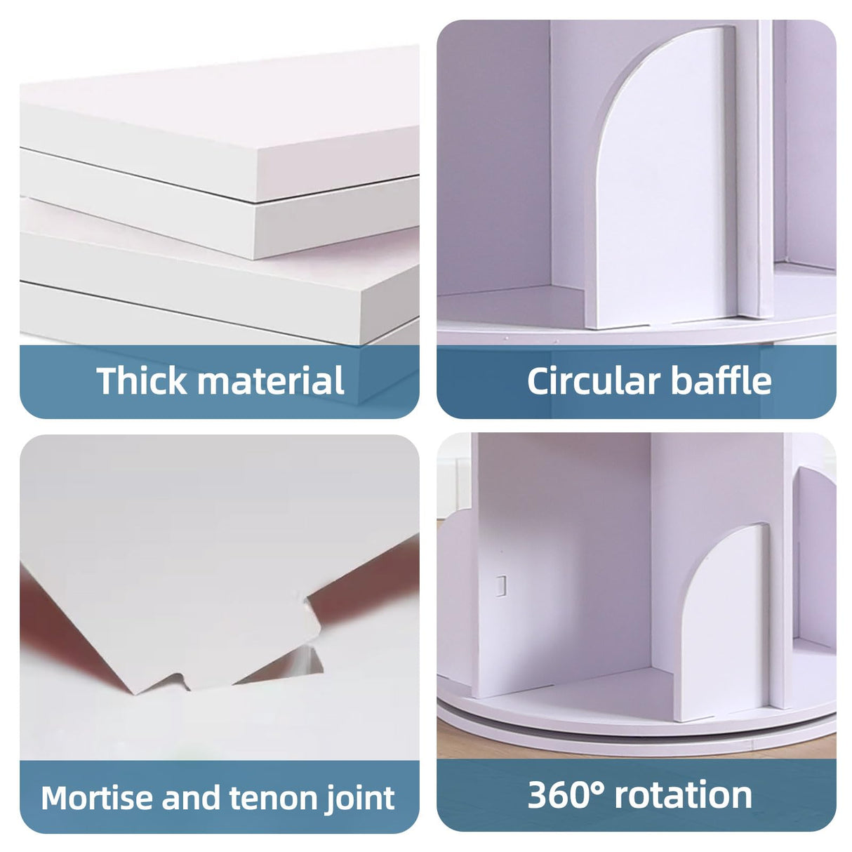 Rotating Bookshelf Tower, 360 Display Spinning Bookshelf, PVC Narrow Book Shelf Organizer, Corner Floor Standing Bookcase for Bedroom, Living Room, Study Room, Small Space (5 Tier) Buzleer