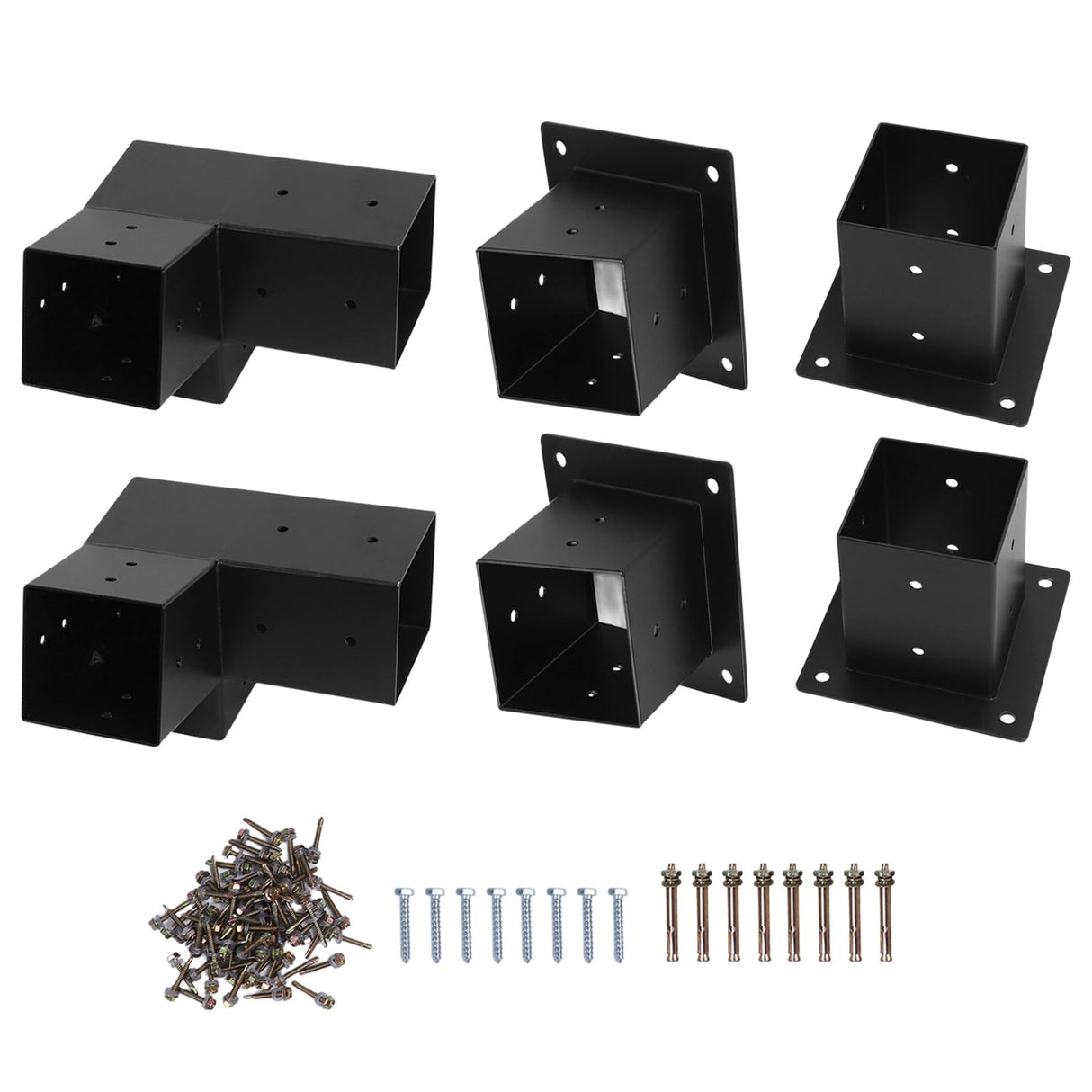 Ejoyous Pergola Bracket Kit, 3 Way 15 Degree Pergola Mounting Bracket Kit for 4x4in Lumber Wood Posts, Metal Gazebo Post Base Support Bracket for Pergolas Gardens Patio Ejoyous