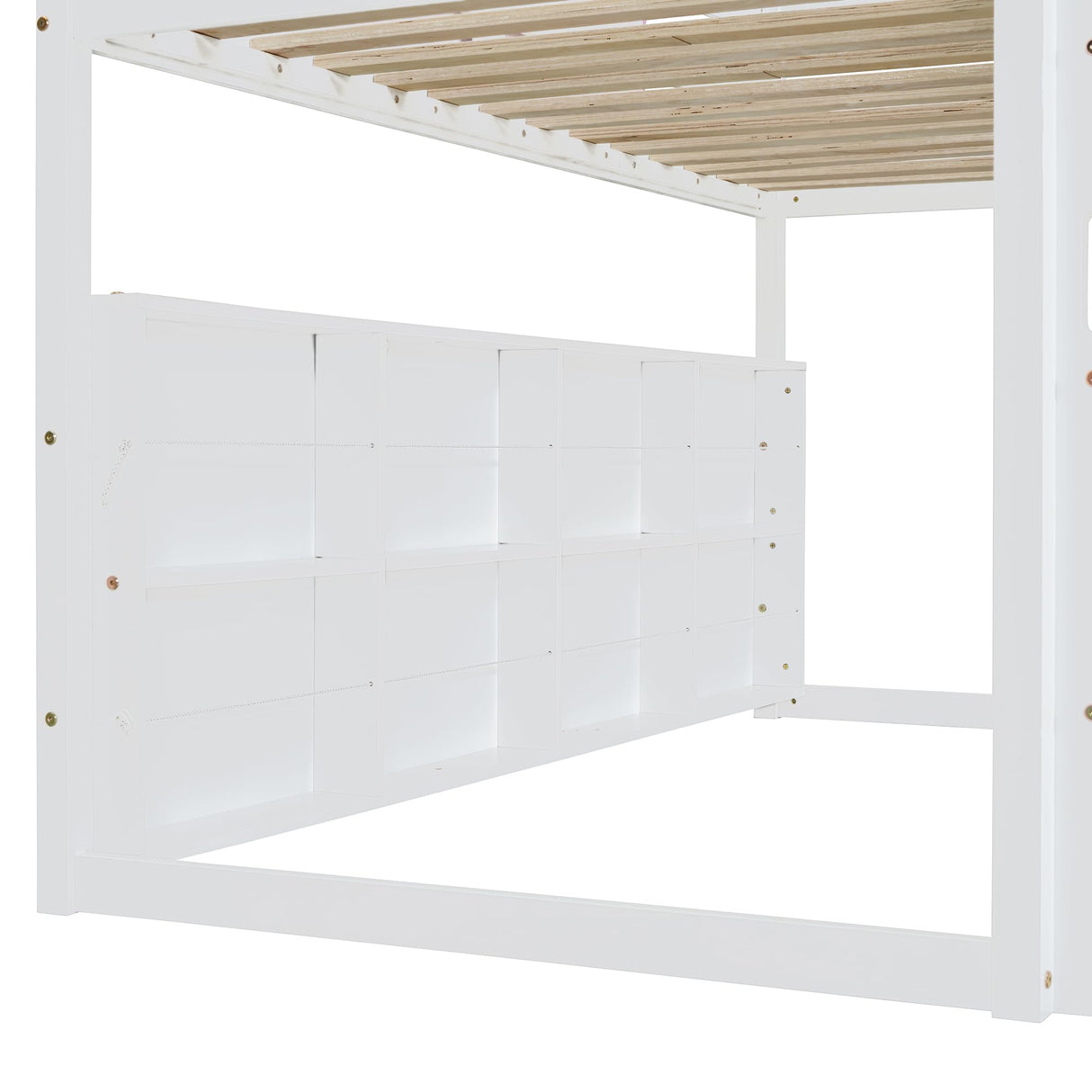 SOFTSEA Twin House Loft Bed with Stairs and Slide, Wooden House Loft Bed with Storage Shelves, Stairway Playhouse Bed with Roof Tent and Ladder for Kids Boys Girls, No Box Spring Needed, Pink White SOFTSEA