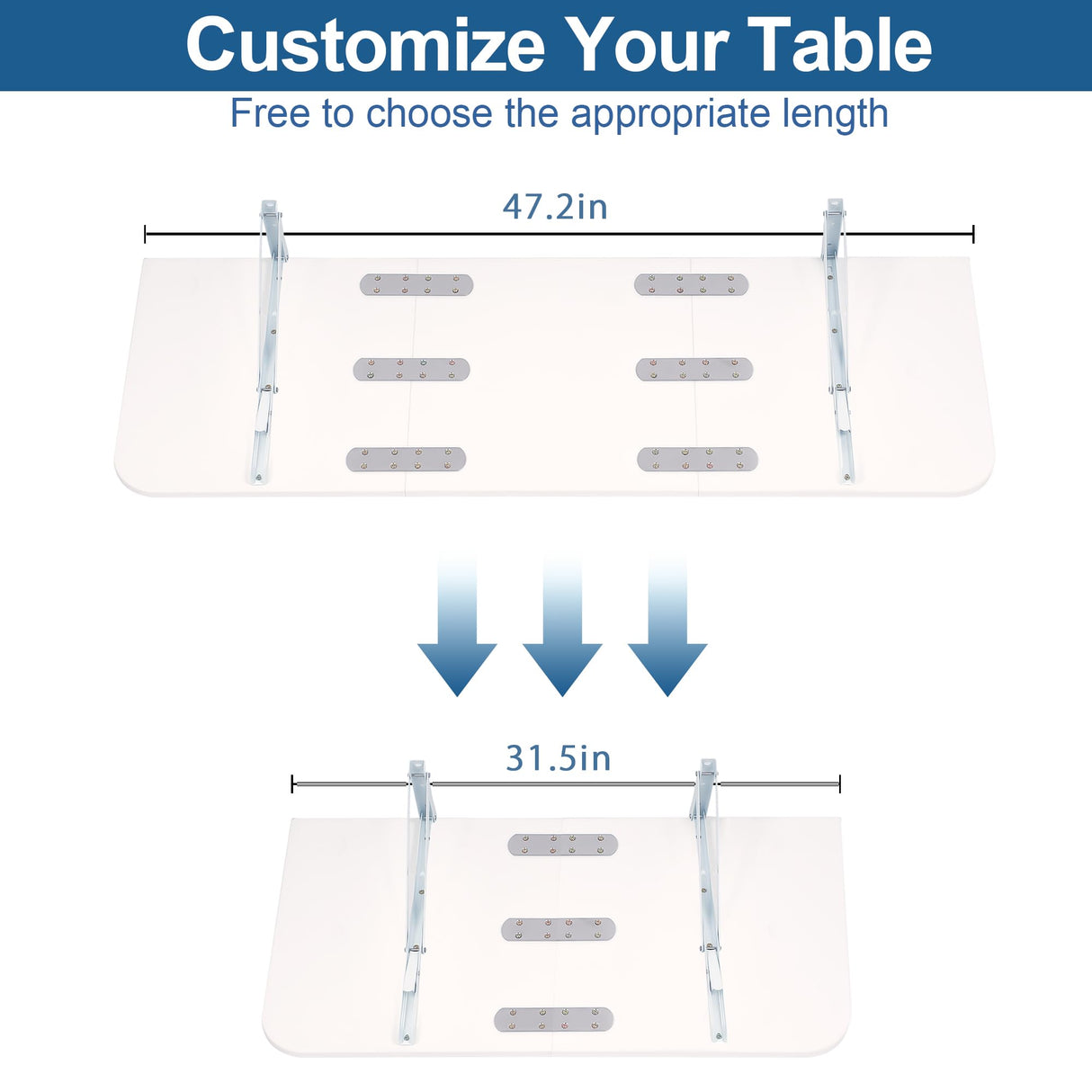 Gtouse Wall Mounted Folding Table, 47.2x15.7 inches, Laundry Folding Wall Table, Fold Down Table Wall Mounted, Folding Wall Desk for Laundry Room Balcony Office Kitchen Home - White Gtouse