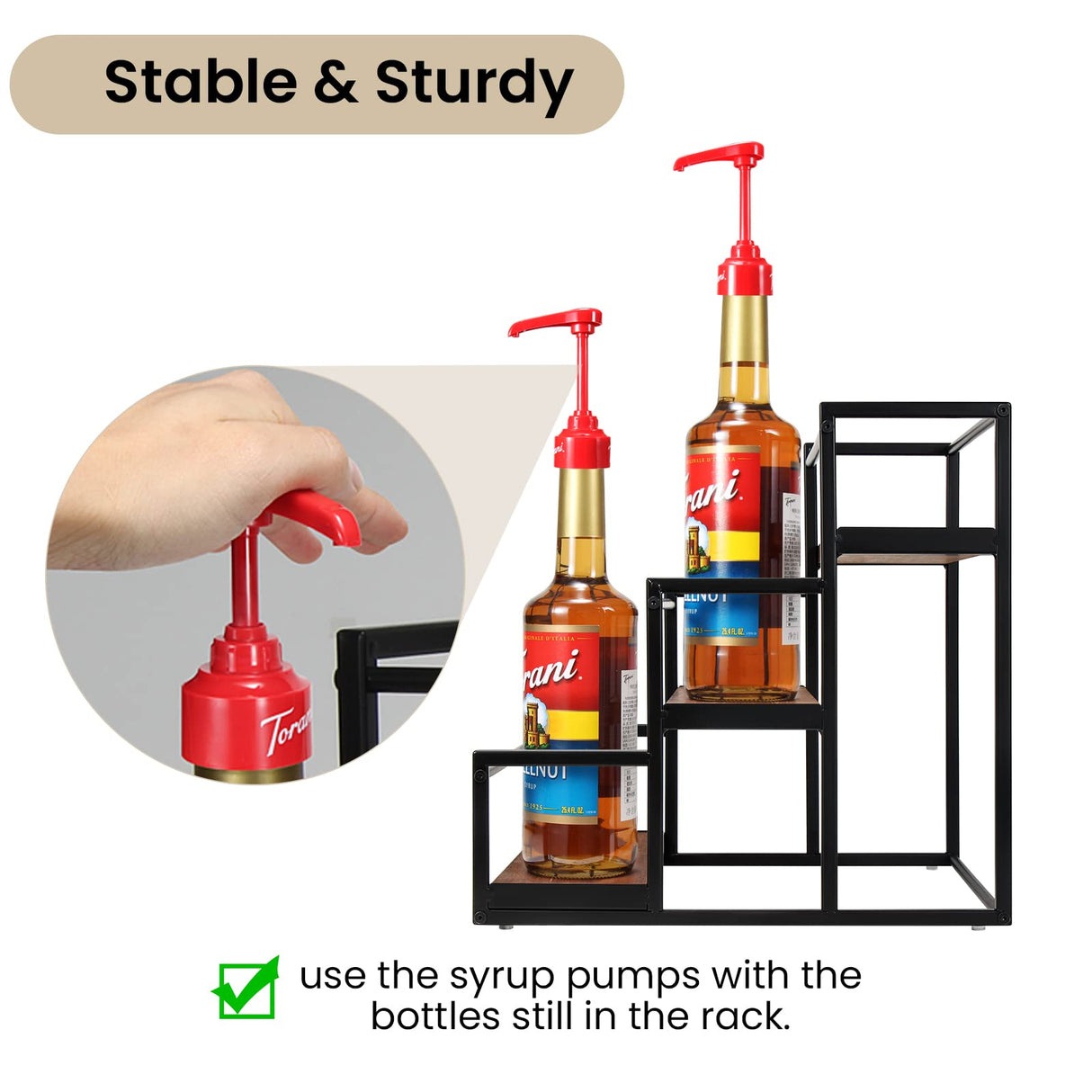 THYGIFTREE Coffee Syrup Rack Organizer Syrup Bottle Holder Stand for Coffee Bar 3-Tier 12 Bottles Storage Shelves for Syrup, Wine, Dressing for Kitchen Coffee Station THYGIFTREE