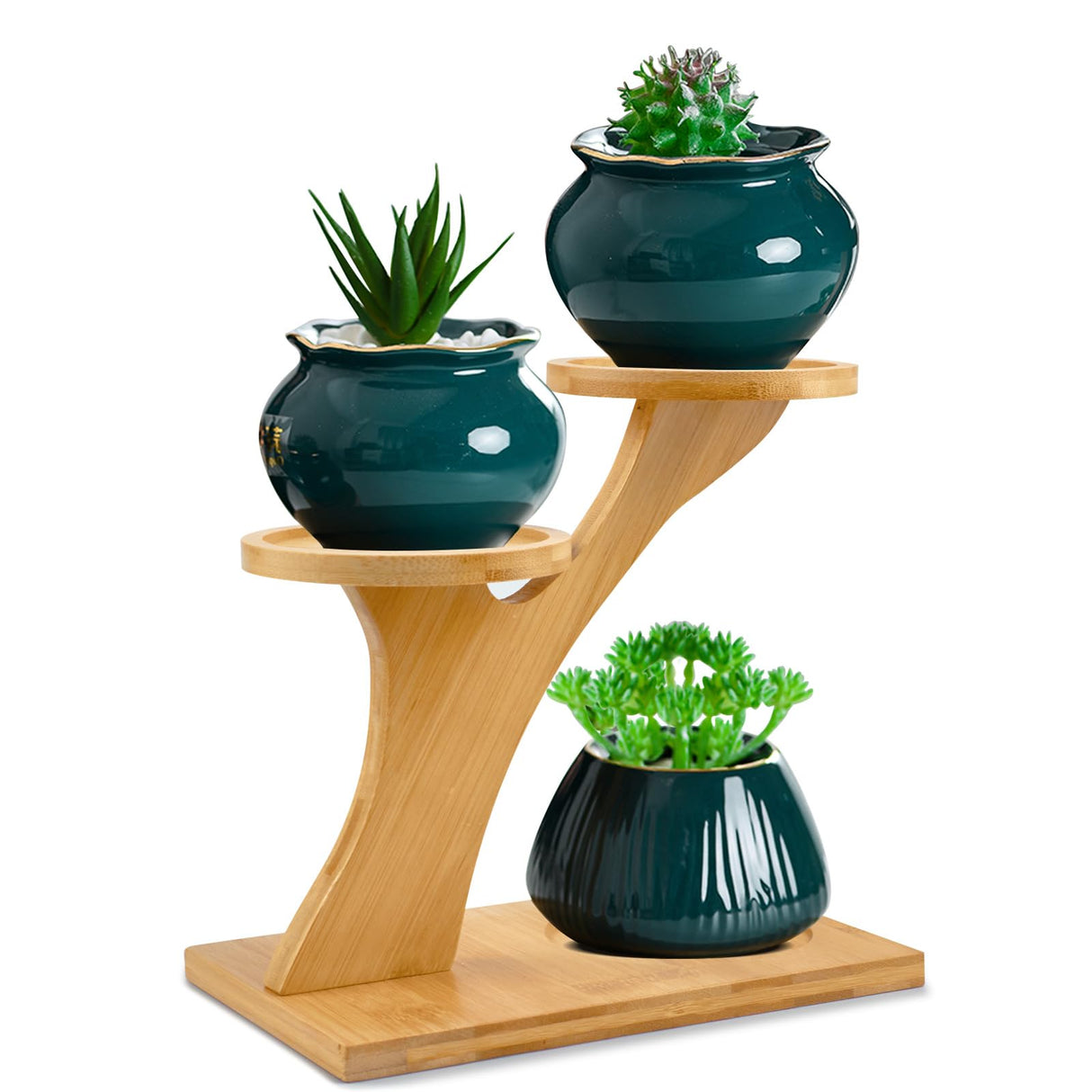XXXFLOWER Bamboo Plant Stand ,3 Tiers Indoor Succulent Windowsill Shelf - Small Tabletop Plant Holder for Home, Office, Living Room, Bedroom Decoration 1pc XXXFLOWER