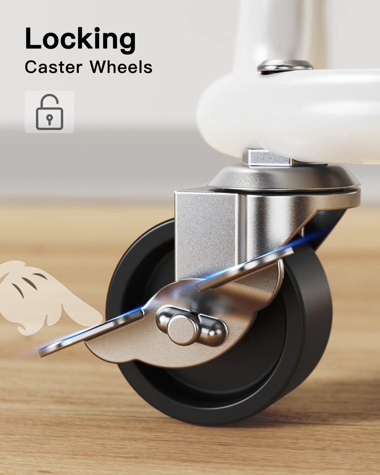 Pipishell 3 Tier Metal Rolling Utility Cart, Heavy-Duty Storage Rolling Cart with 2 Lockable Wheels, Multifunctional Mesh Organization Utility Cart for Kitchen Dining Room Living Room (White) Pipishell