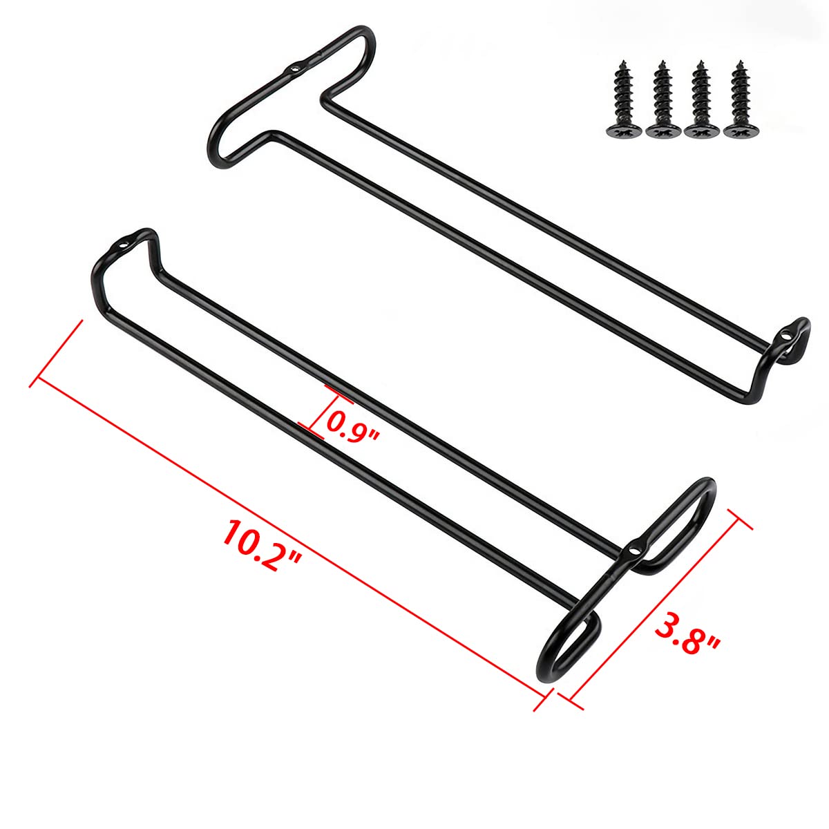 GeLive 10 Inch Under Cabinet Wine Glass Rack Stemware Holder Glass Storage Hanger Organizer for Kitchen and Bar Set of 2 (Black) GeLive