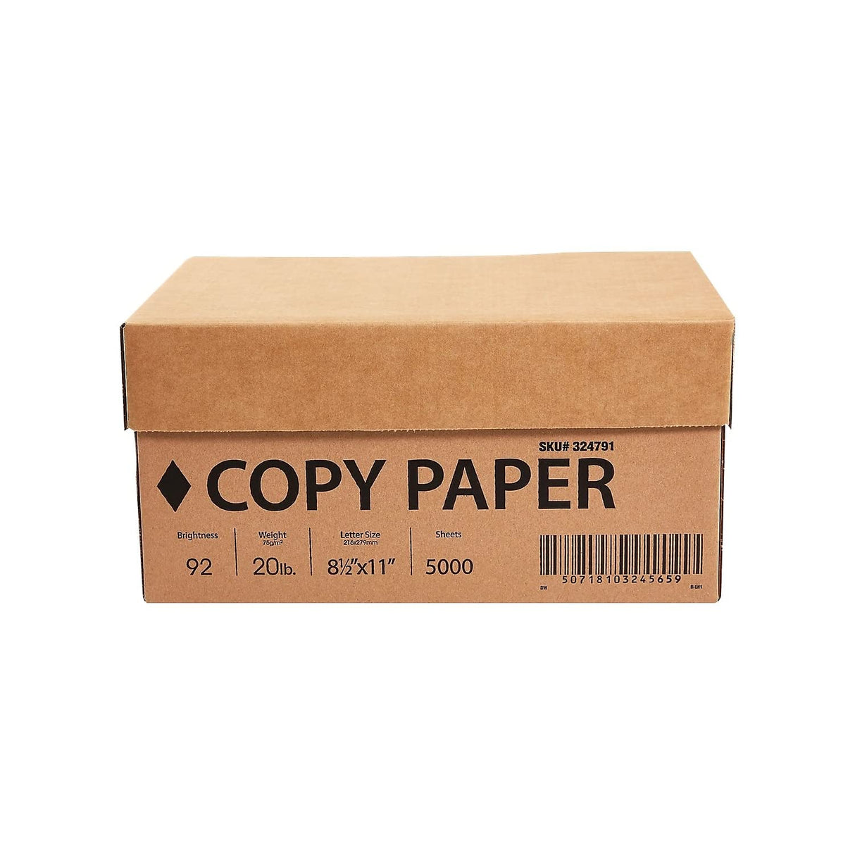Staples 8.5 x 11 Copy Paper, 20 lb, 92 Brightness, 5000 Sheets/Carton (324791) STAPLES