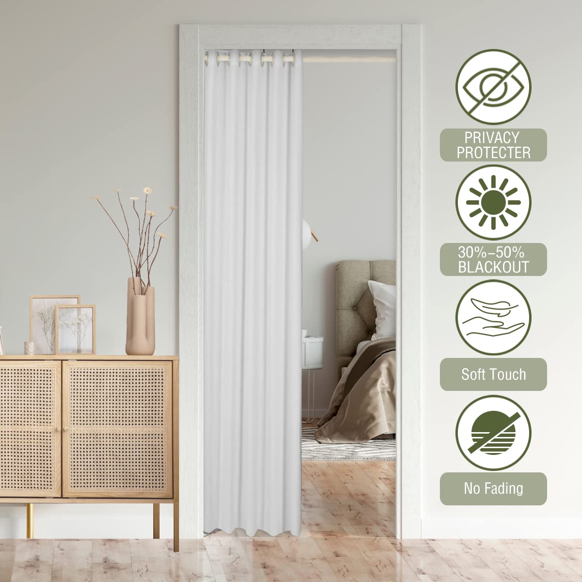Wood Door Curtain,Barn Rural Village Farm Room Divider Curtain Cover for Privacy,Rustic Farmhouse Wooden Door Closet Door Cover Curtain for Bedroom Living Room 1 Panel,34" W X 80" L Castle Fairy