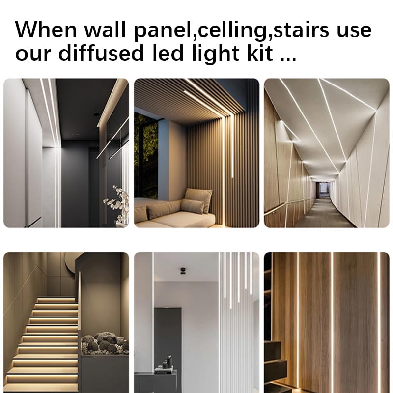 CUBITOR Under Cabinet COB Led Light Strip kit,16.4ft/5m Cuttable 3000K,Diffused Power with 6 Output Ports,Touch Switch&Dimmer Strip for Gun Safe Case,Book Shelf,Floating Shelf,Wall Panel,Home Decor CUBITOR