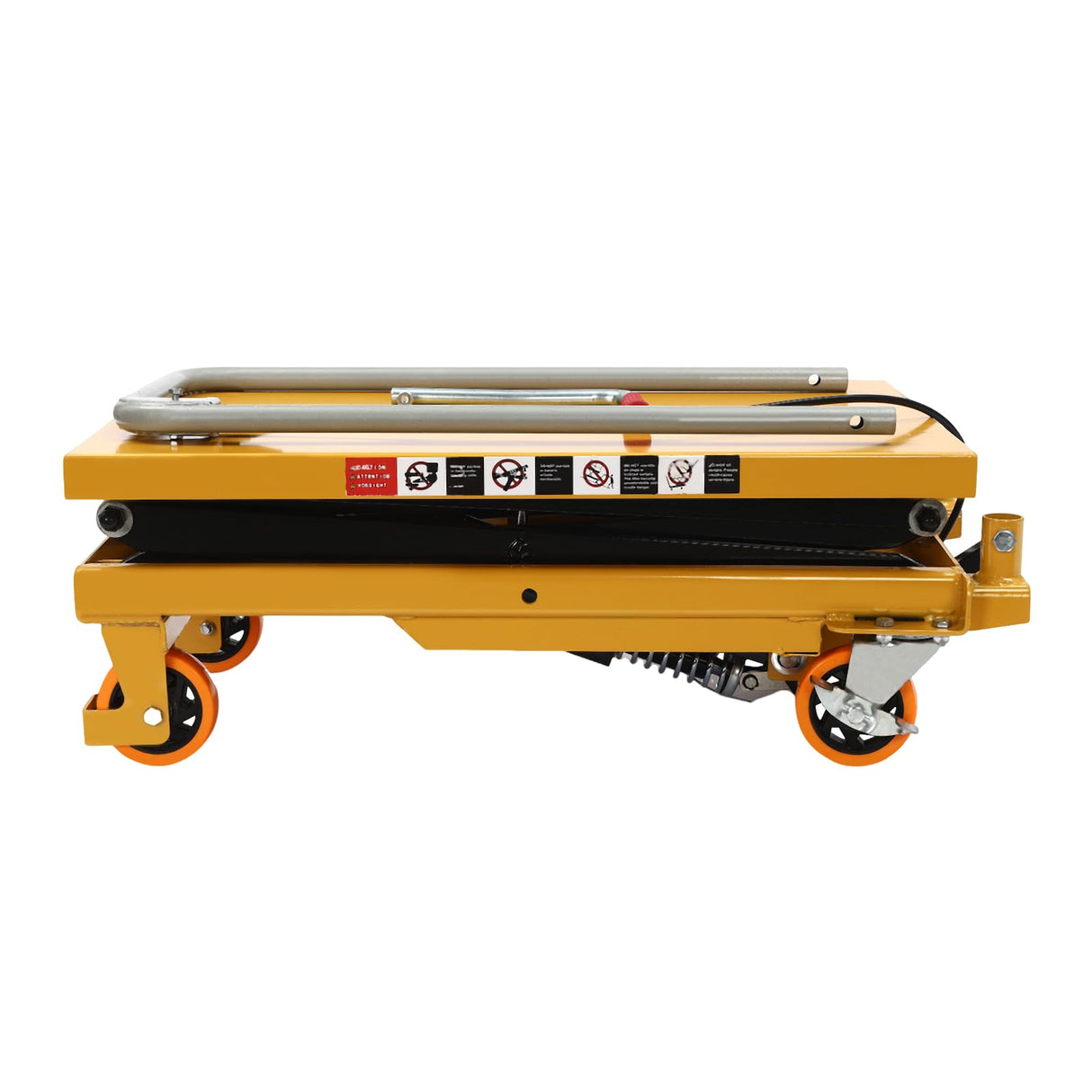 770lbs Double Scissor Hydraulic Lift Table Cart with 4 Wheels for Material Handling and Transportation, 51" Max. Lift Height Hydraulic Scissor Lift Table LOYALHEARTDY