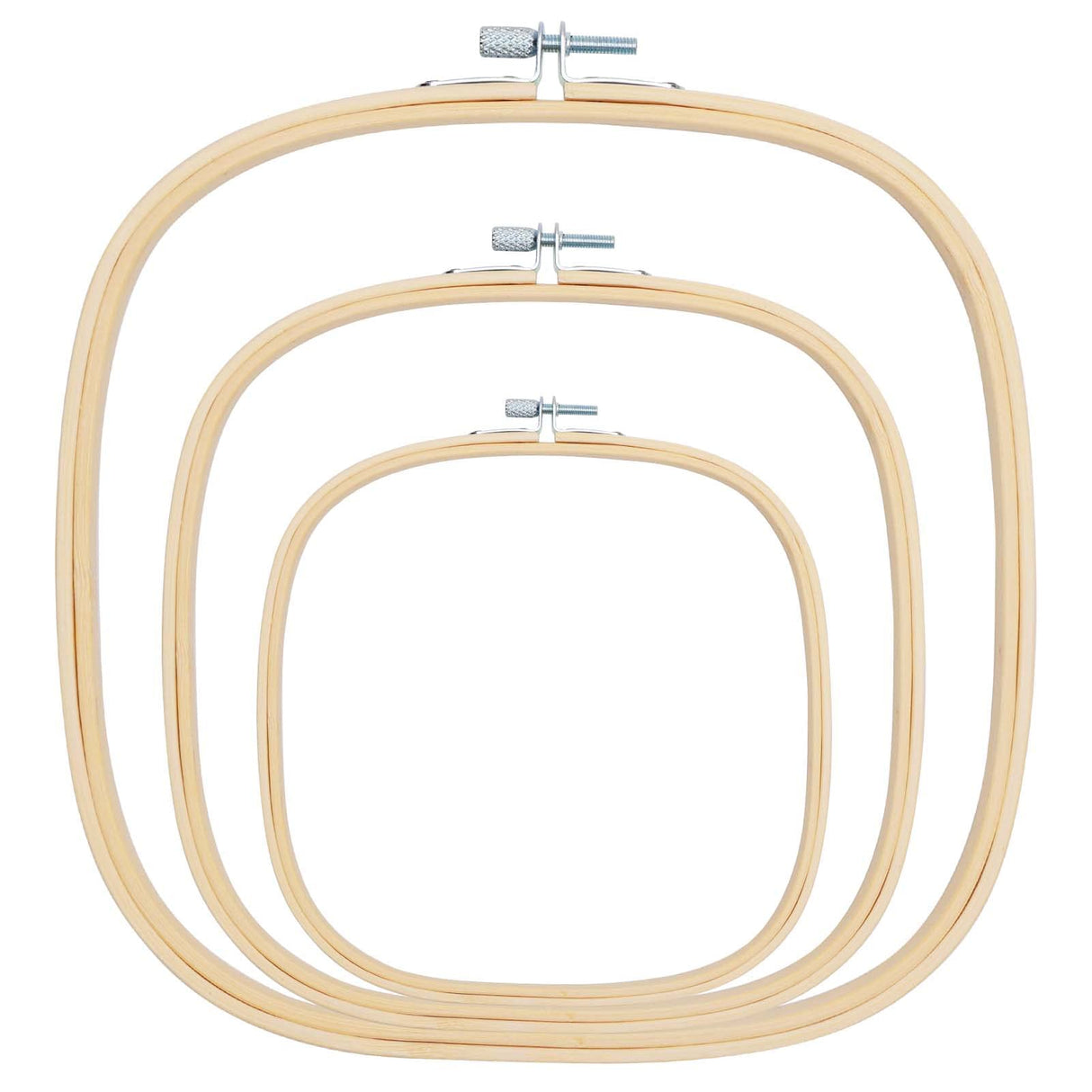 Caydo 3 Pieces 3 Sizes Square Embroidery Hoops Adjustable Circle Cross Stitch Hoop Embroidery Frames for Sewing, Needlework, DIY Embroidery Craft Caydo