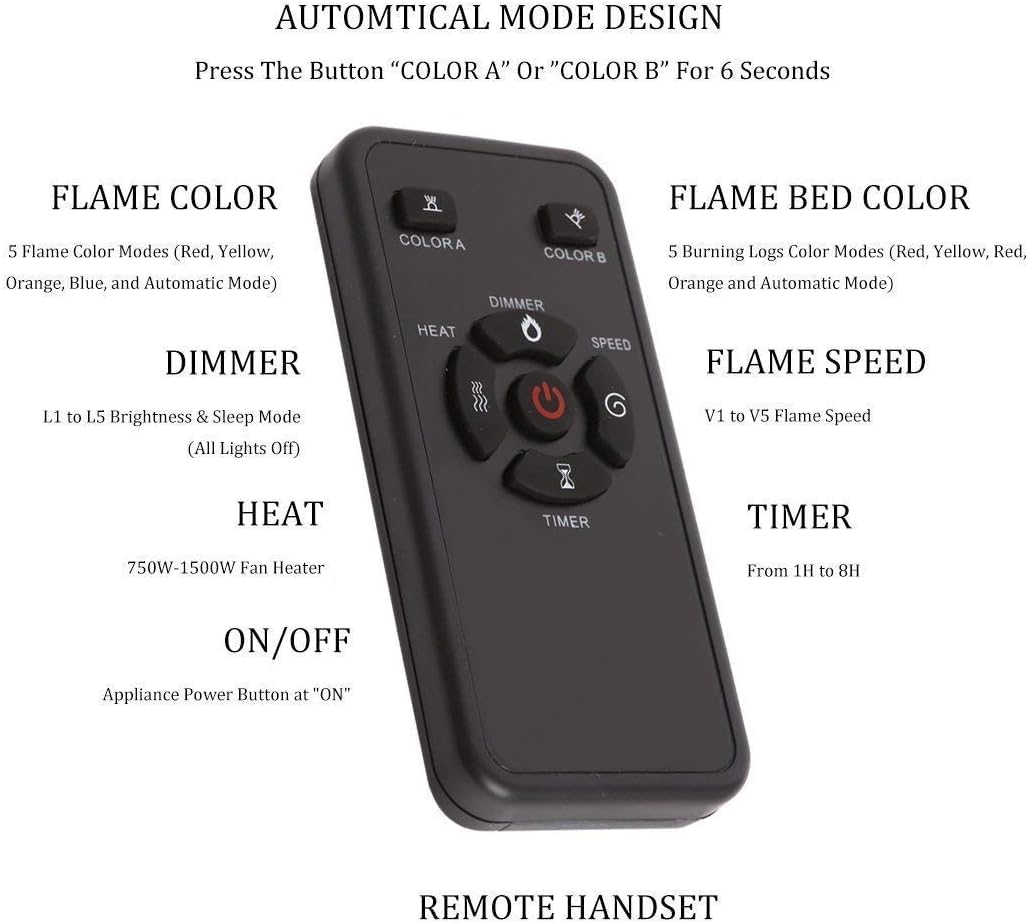 R.W.FLAME 39" Electric Fireplace Insert,Freestanding & Recessed Electric Stove Heater,Touch Screen,Remote Control,750W-1500W with Timer,Colorful Flame Option (39''X27'') R.W.FLAME