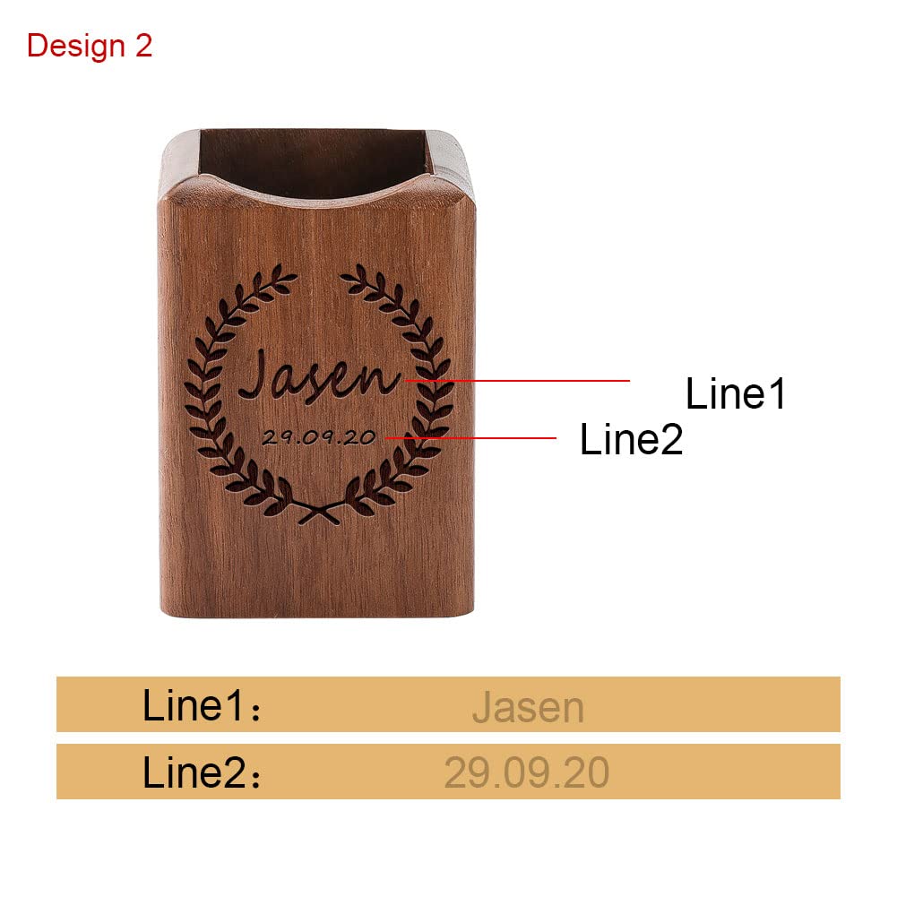 ANQIYI Personalized Wooden Pen Holder for Desk - Custom Name Pencil Pen Pot Stationary Organiser Supplies for School Home Office, Walnut Wood ANQIYI