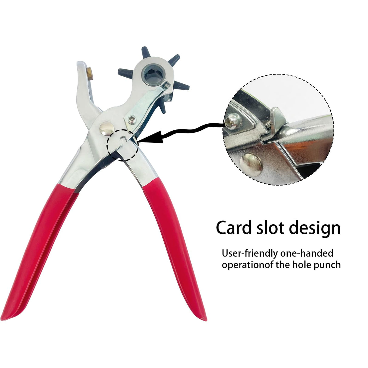 Adorox Heavy Duty Belt Hole Puncher for Leather – 6 Size Revolving Leather Hole Punch Tool with Ruler & Deburring File, Perfect for Belts, Straps, DIY Leathercraft, and Repair Adorox