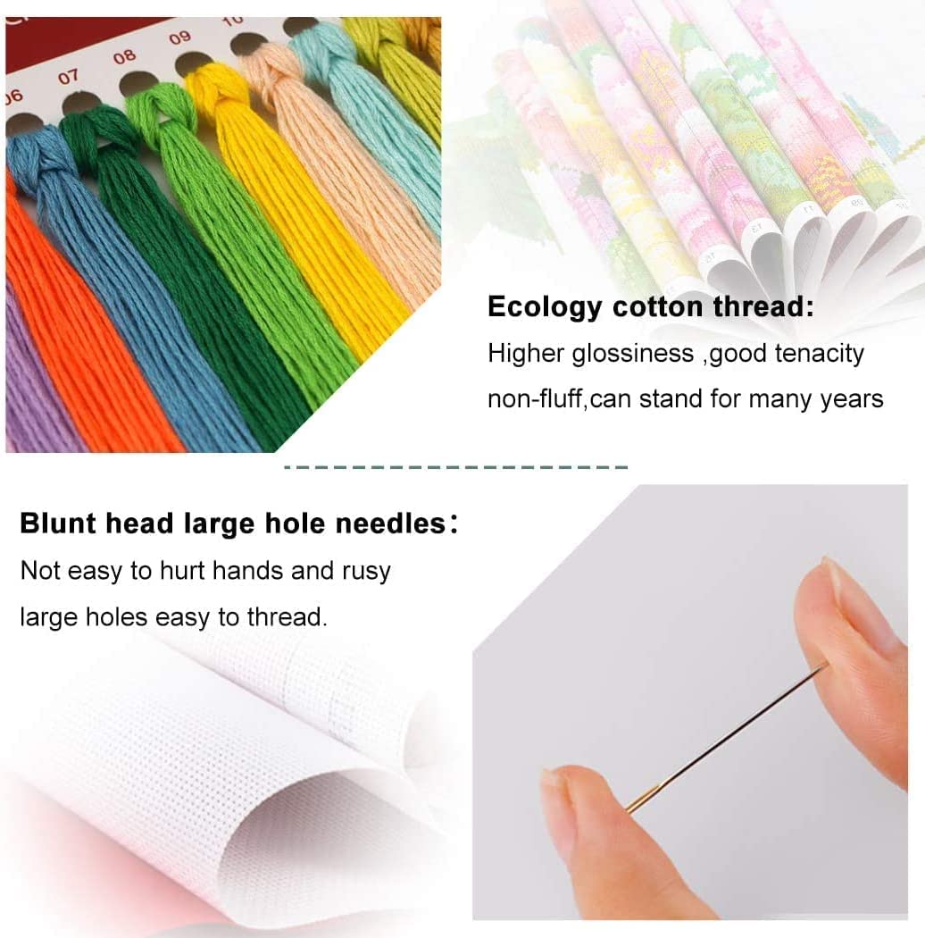 Christmas Stamped Cross Stitch Kits - Needlepoint Counted Cross Stitch Kits for Beginner Adult Crossstitching Printed Dimensions Snowman Patterns Stitch Embroidery Kits Arts and Crafts Paintcolor