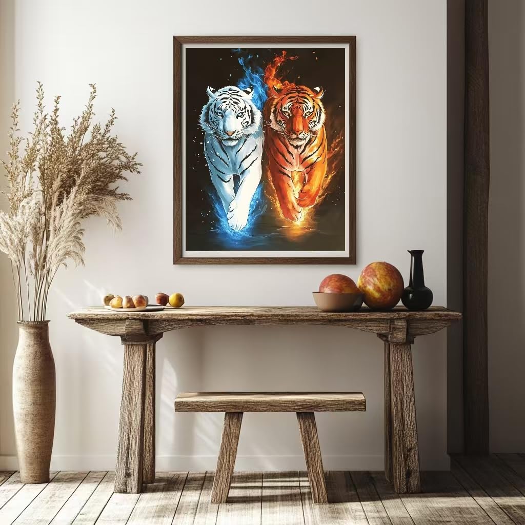 Milila 5D Diamond Painting Kits for Adults Full Drill Diamond Art Kits Diamond Dots Beginners Craft Kits for Home Wall Decor Gifts 11.8x15.7inch(Tiger) Milila