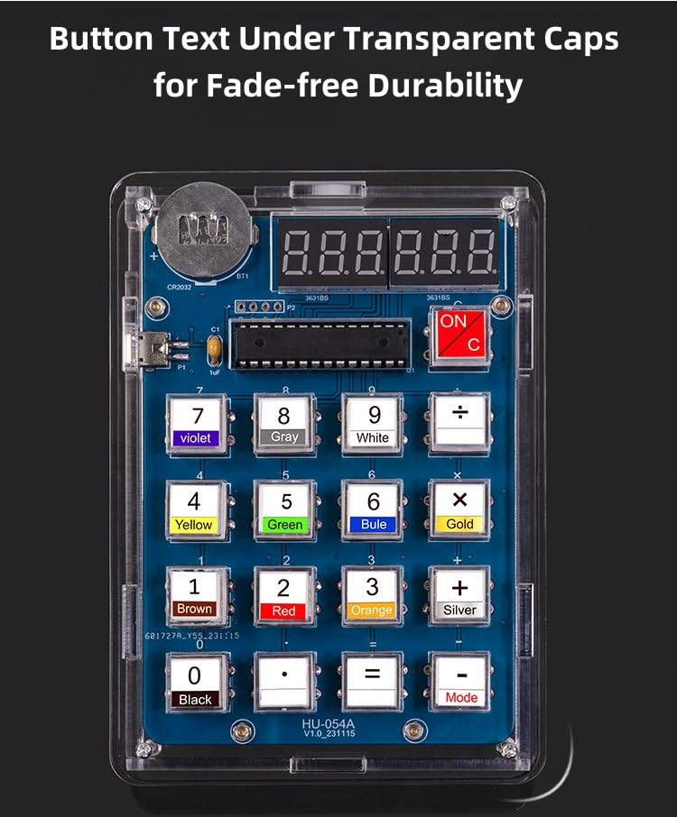 DIY Electronic Calculator Kit, 6-Digit Display, Soldering Practice Project with Resistance Reader MUXWELL
