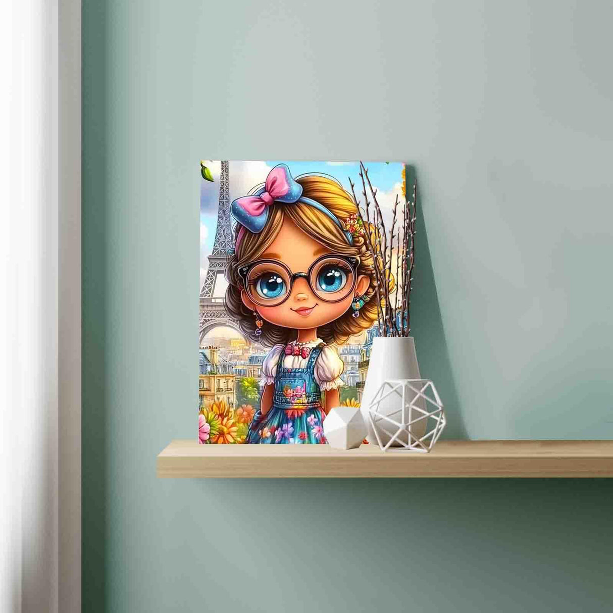 DIY Paint by Numbers for Adults Little Girl with Bright Eyes Painting Acrylic Paint Oil Painting African American Girl Painting Kits Eiffel Tower Canvas Art Bedroom Decor 16x20 Inch(Without Frame) TUMOVO