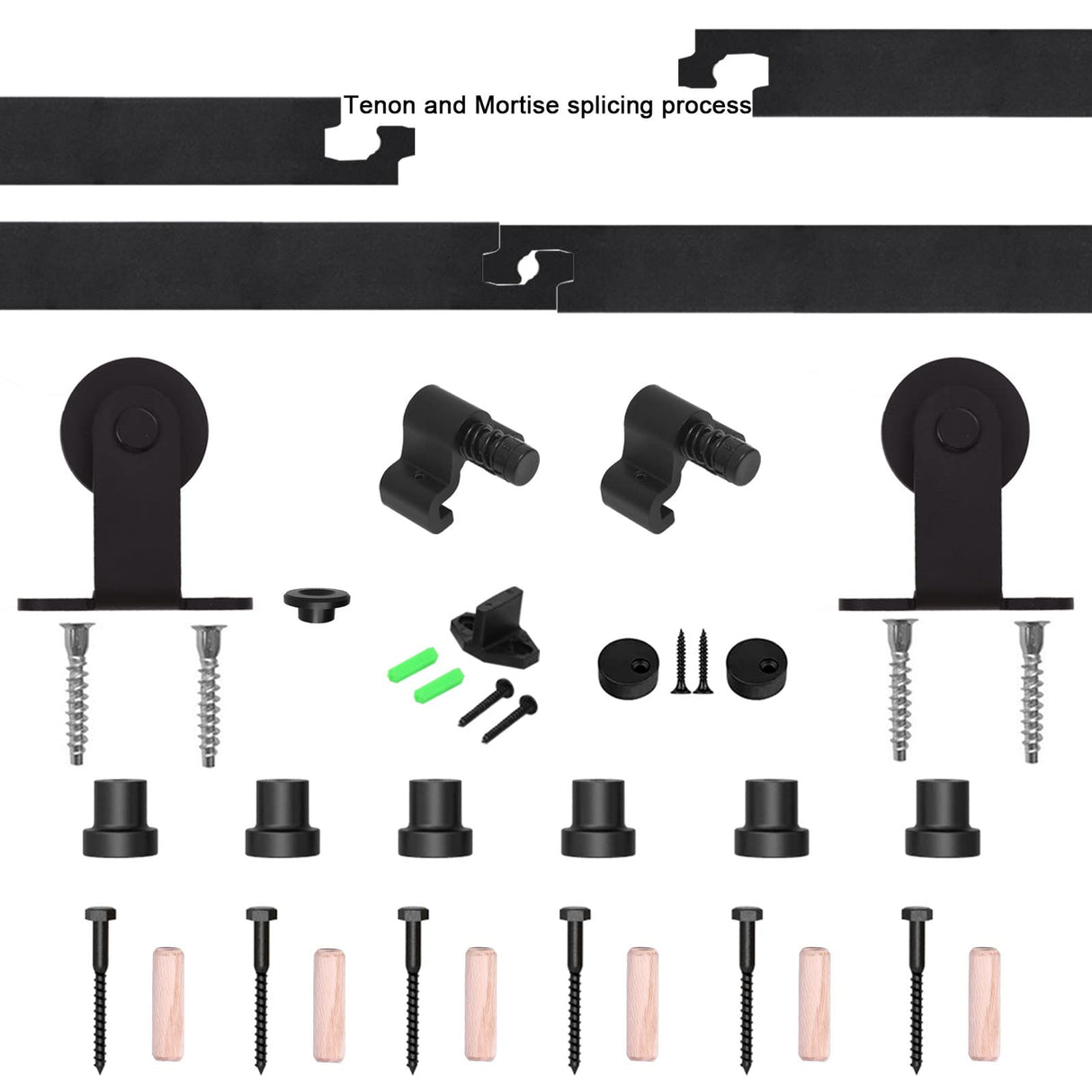 CCJH 6.6FT Sliding Barn Door Hardware Kit, Heavy Duty, Smoothly and Silently, Easy to Install, Fit 39.6" Width Single Door Panel, T-Shaped Style Black CCJH