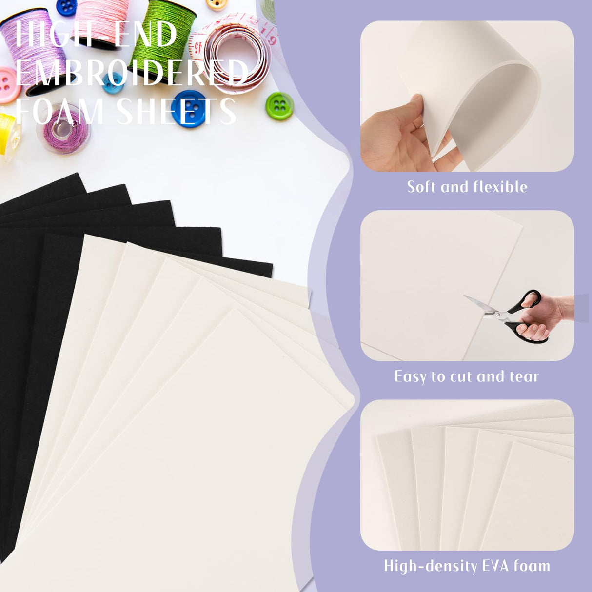 30 Pcs 6×9 Inch 3mm EVA Puffy Foam Sheets – High-Density Embroidery Foam for 3D Crafts, Sewing, Cosplay Costumes, Quilting, Hats & DIY Projects MANOPAWS