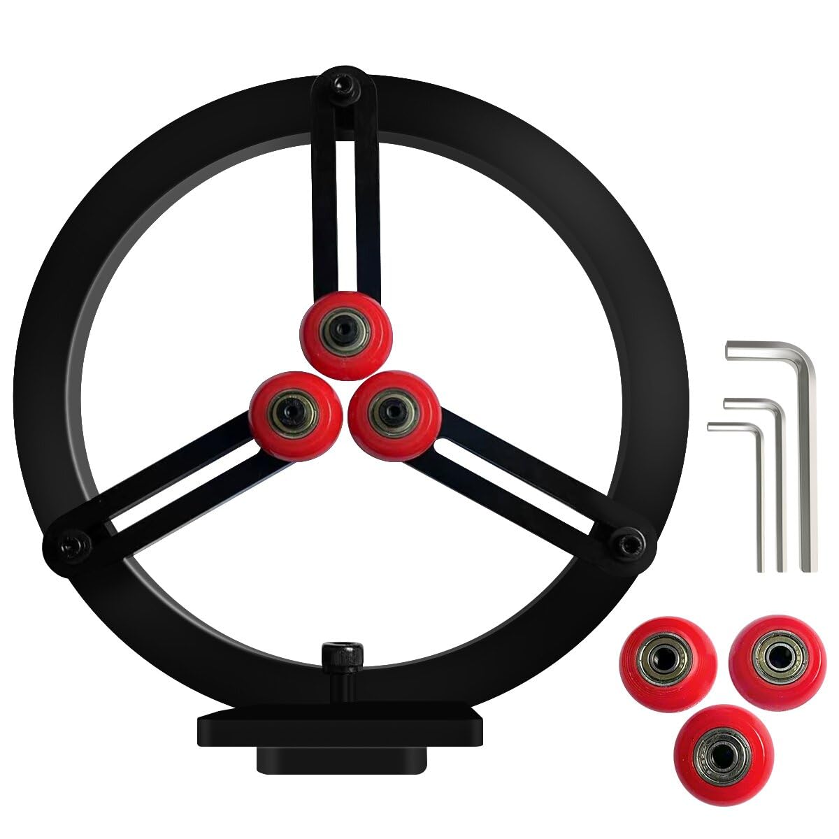 Woodworking Lathe Steady Rest ,3-Point Metal Steady Rest for 12in Swing Lathes with 6 Pcs Position-adjustable Wheels Feleolibe