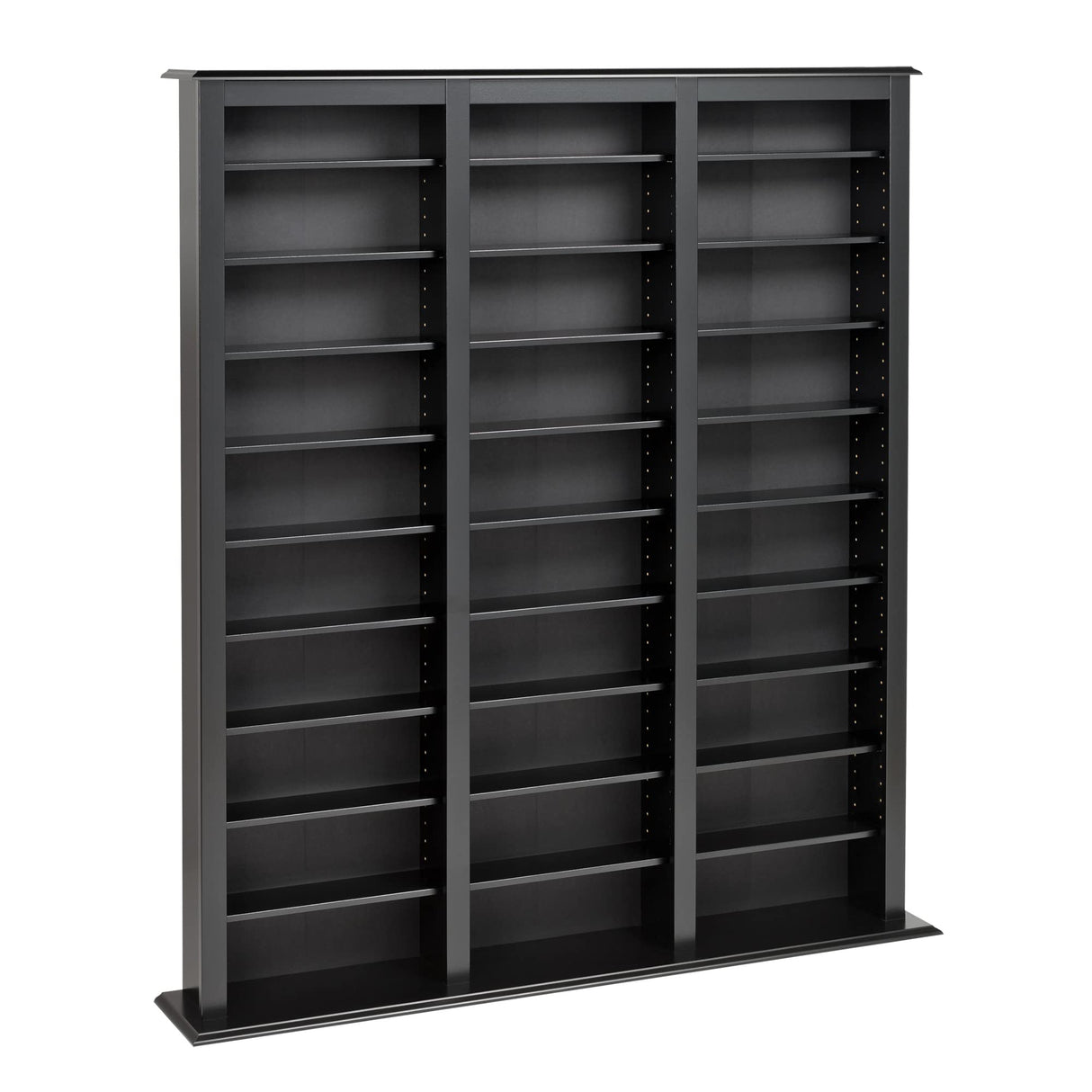 Prepac Barrister 3 Column Tall Storage Cabinet, Black Storage Cabinet with 27 Adjustable Shelves Display DVD for Living Room, 9.5" D x 57" W x 63.75" H Prepac