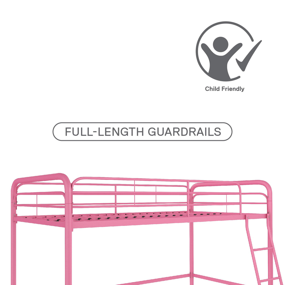 DHP Jett Junior Twin Metal Loft Bed, Pink DHP