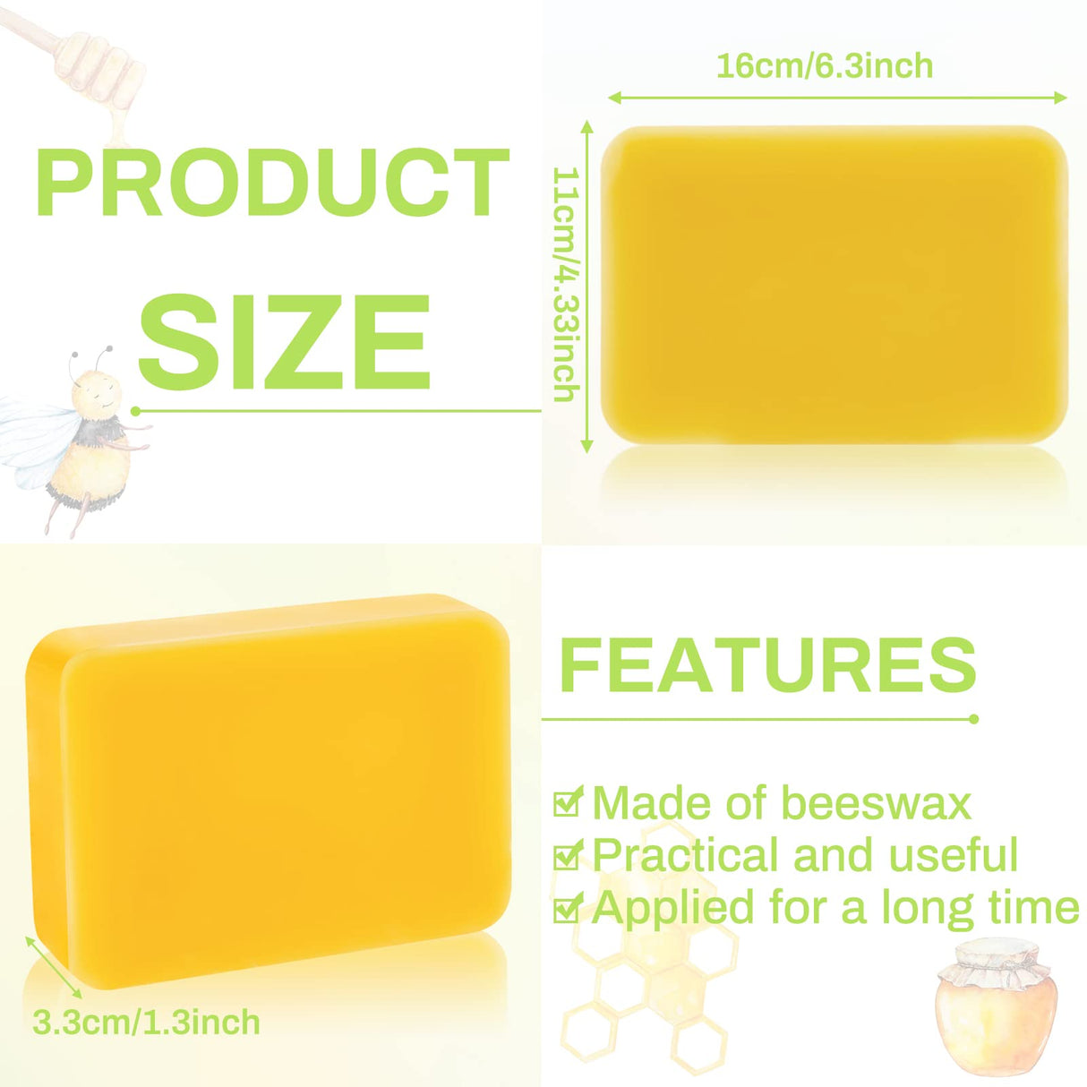Treela 3 LB Yellow Beeswax Block Pure Natural Beeswax Cosmetic Grade Wax Block for Moisturizer Lotions Creams Lip Balms Soaps Candle Making Treela