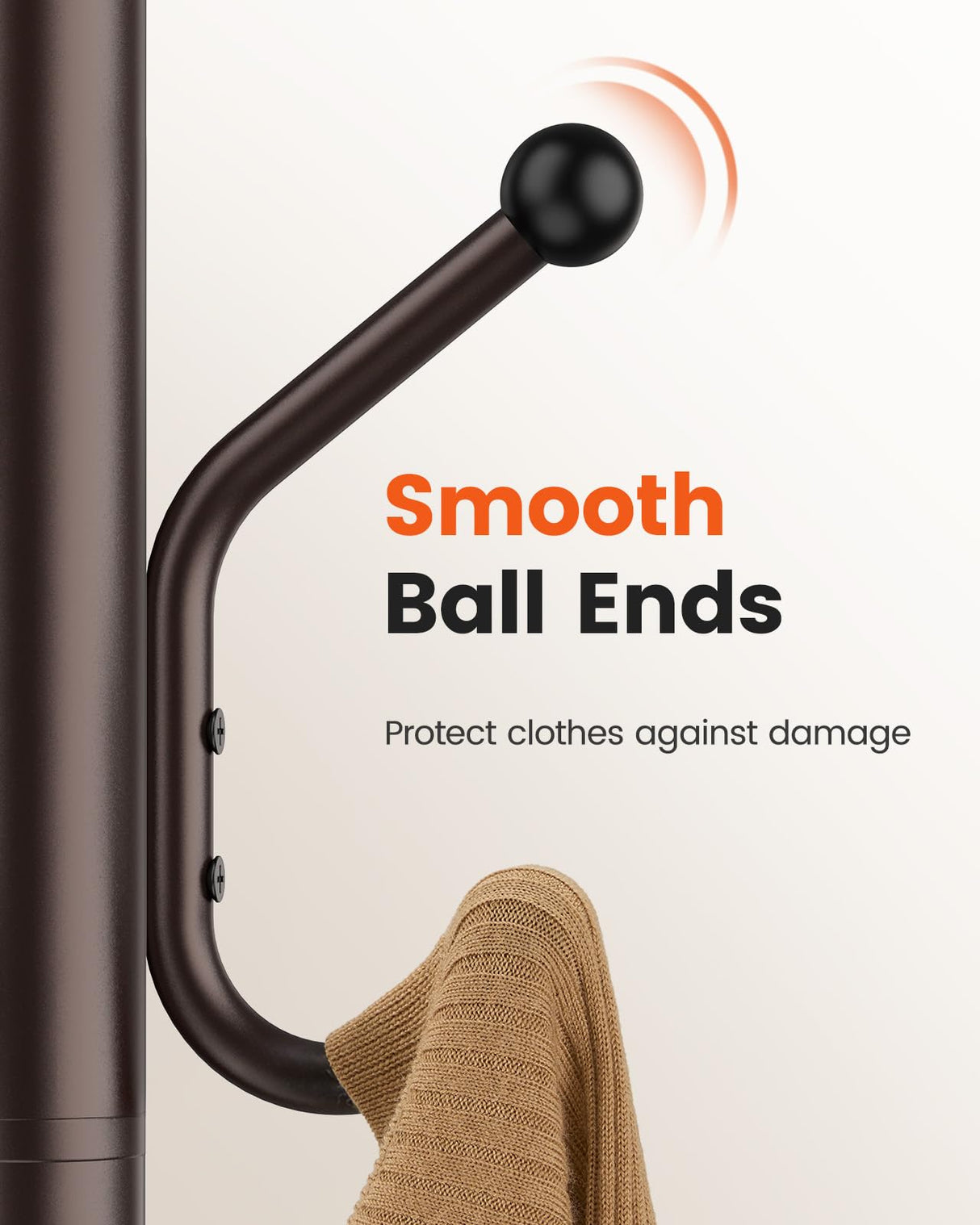 Pipishell Coat Rack with 14 Hooks, Freestanding Coat Rack Stand for Entryway, Hallway, Bedroom, and Office, Metal Coat Tree & Hat Rack for Coats, Hats, and Bags, Brown Pipishell