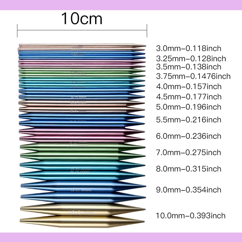 Yarniss 13 Pair Circular Knitting Needle Set 3.0~10.0mm, Interchangeable Aluminum Knitting Needles with Case Yarniss