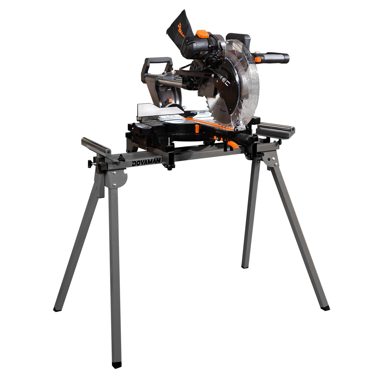 DOVAMAN Miter Saw Stand, 3-Step Quick Install & Fold, Lightweight 22LB Design, 330LB Capacity, 78-1/8'' Max Sliding Rail, Compatible with DMS01A, DMS03A & Most Mitre Saw Brands - MS01A DOVAMAN
