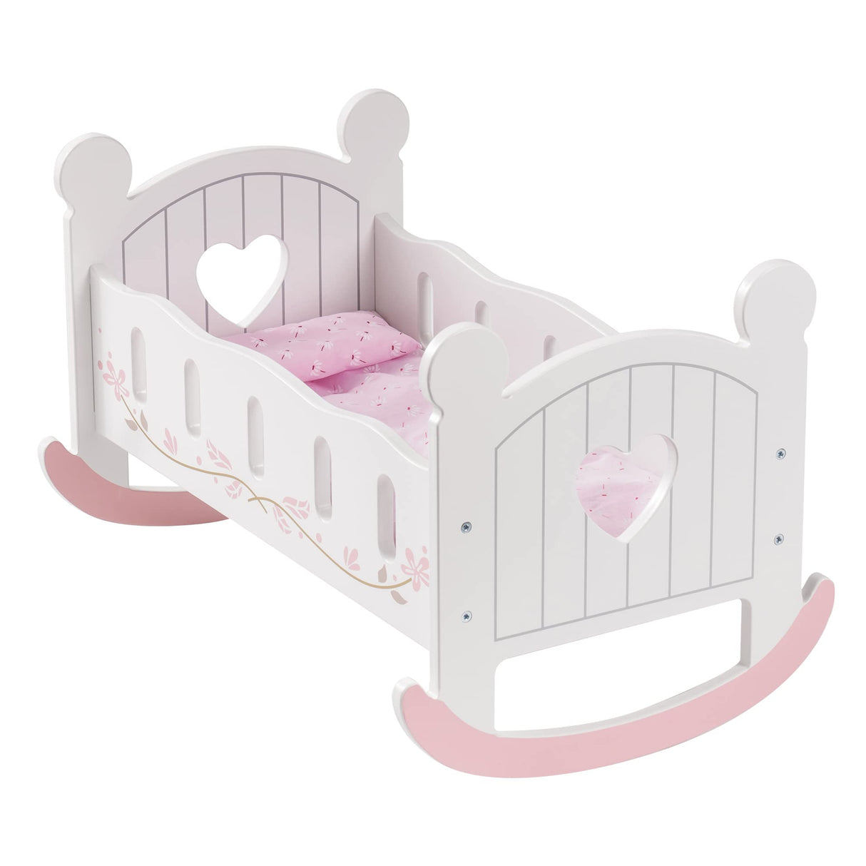 ROBUD Baby Doll Crib Wooden Doll Cradle with Bedding Doll Rocking Cradle 18inch Doll Furniture Doll Bed Fits for 18inch American Girl Dolls ROBUD