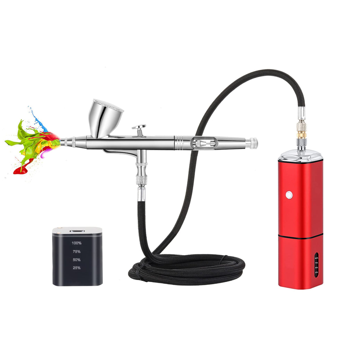 Casubaris Airbrush kit with Compressor Portable Cordless Airbrush kit,Rechargeable auto Stop Dual Action air Brush Pen,Match Different Airbrush Gun for Barbers Model Painting Nail Art Craft Makeup Casubaris