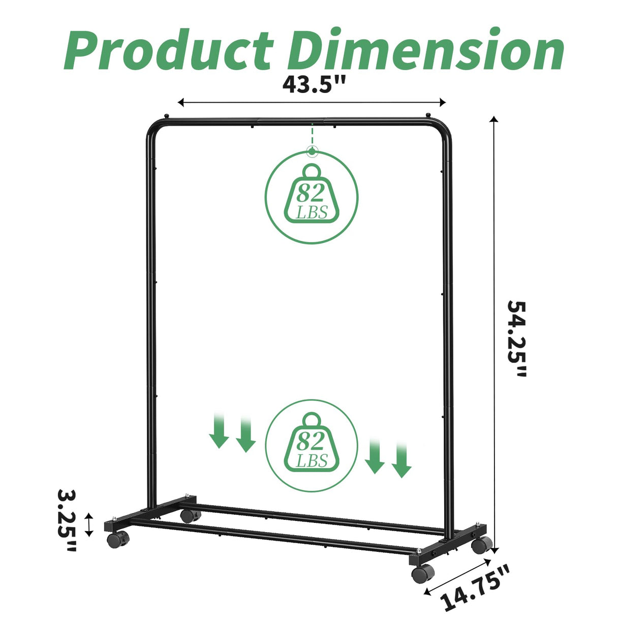 Simple Trending Standard Clothes Clothing Garment Rack with Storage Shelves, Rolling Clothes Organizer on Wheels for Hanging Clothes, Black Simple Trending