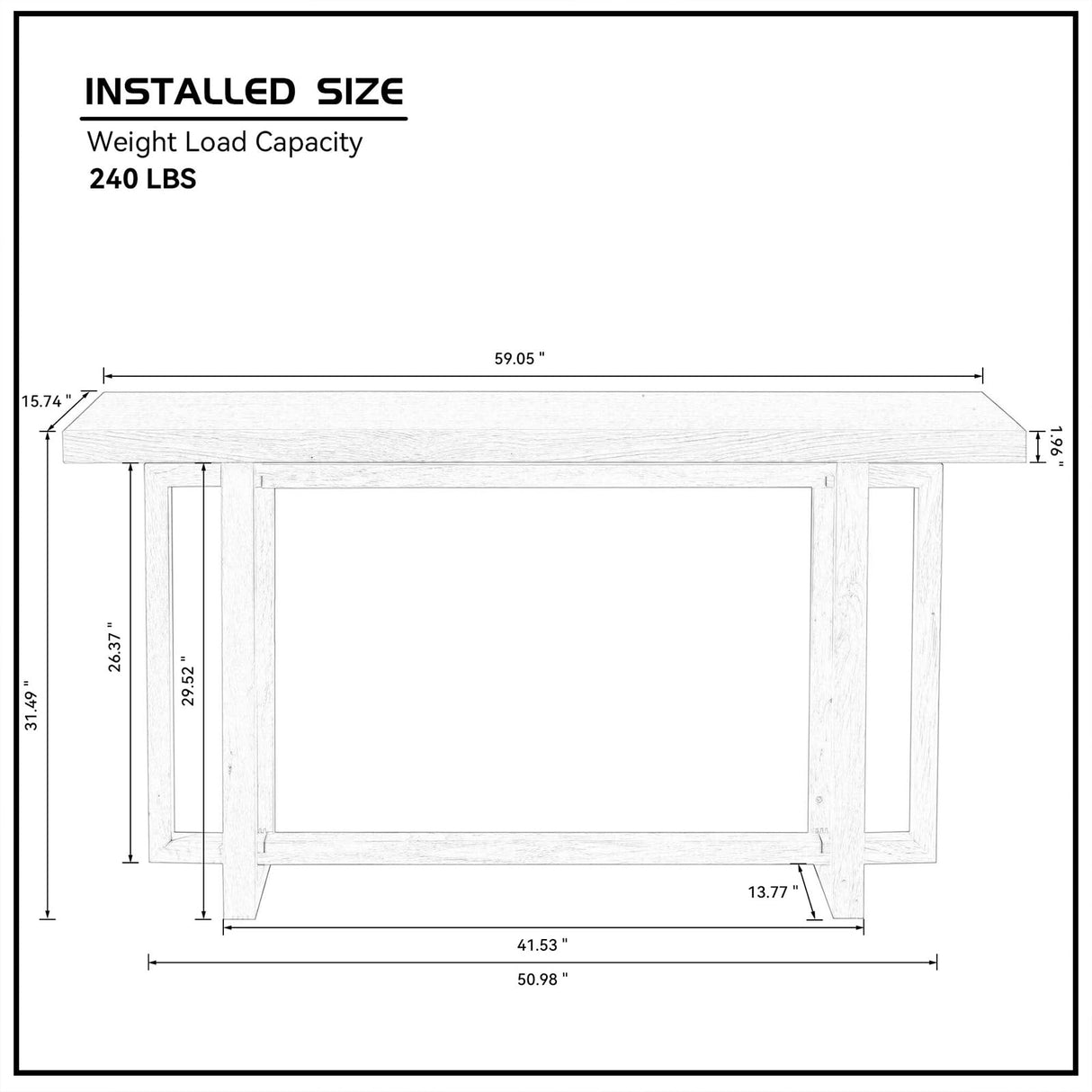 LKTART 59.05" Sofa Table Contemporary Narrow Long Entryway Console Table Behind Couch Table with Rubber Wood Leg for Hallway Living Room Foyer (Black) LKTART