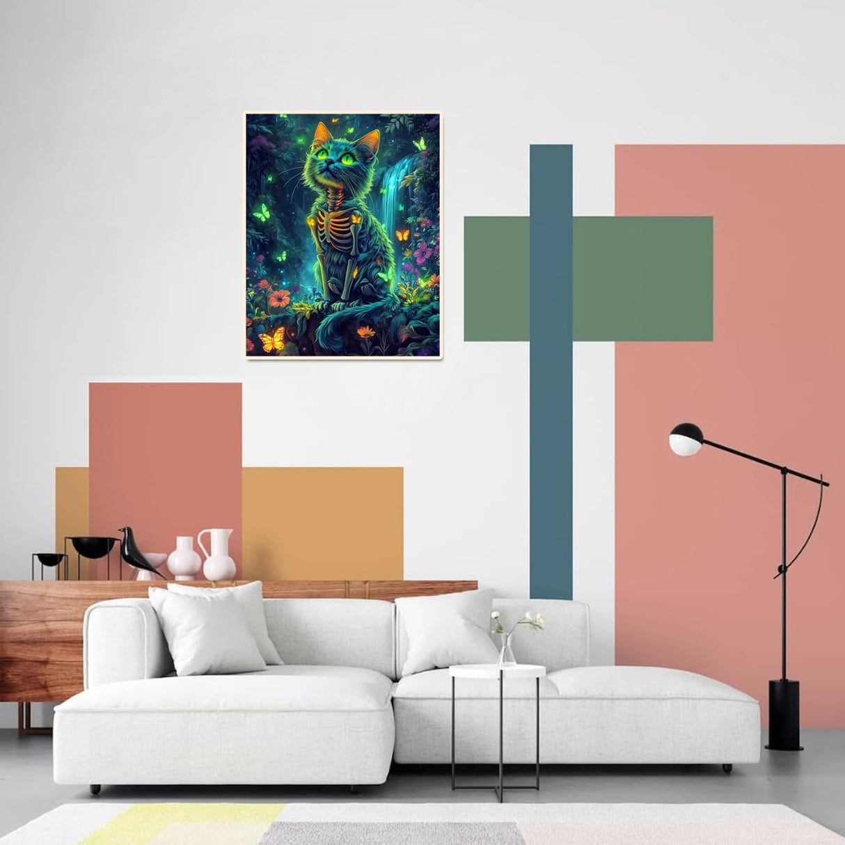 obterie Cat Paint by Numbers Kit for Adults Beginner Skeleton Oil Painting Kit Adult Paint by Number Kits on Canvas DIY Painting for Beginners Art by Numbers for Gifts Home Wall Decor 16x20 Inch obterie