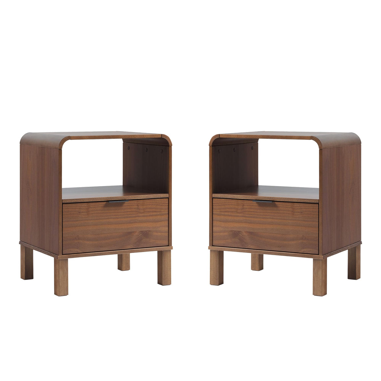 Elias Modern Curved-Frame Solid Wood Nightstand Walker Edison