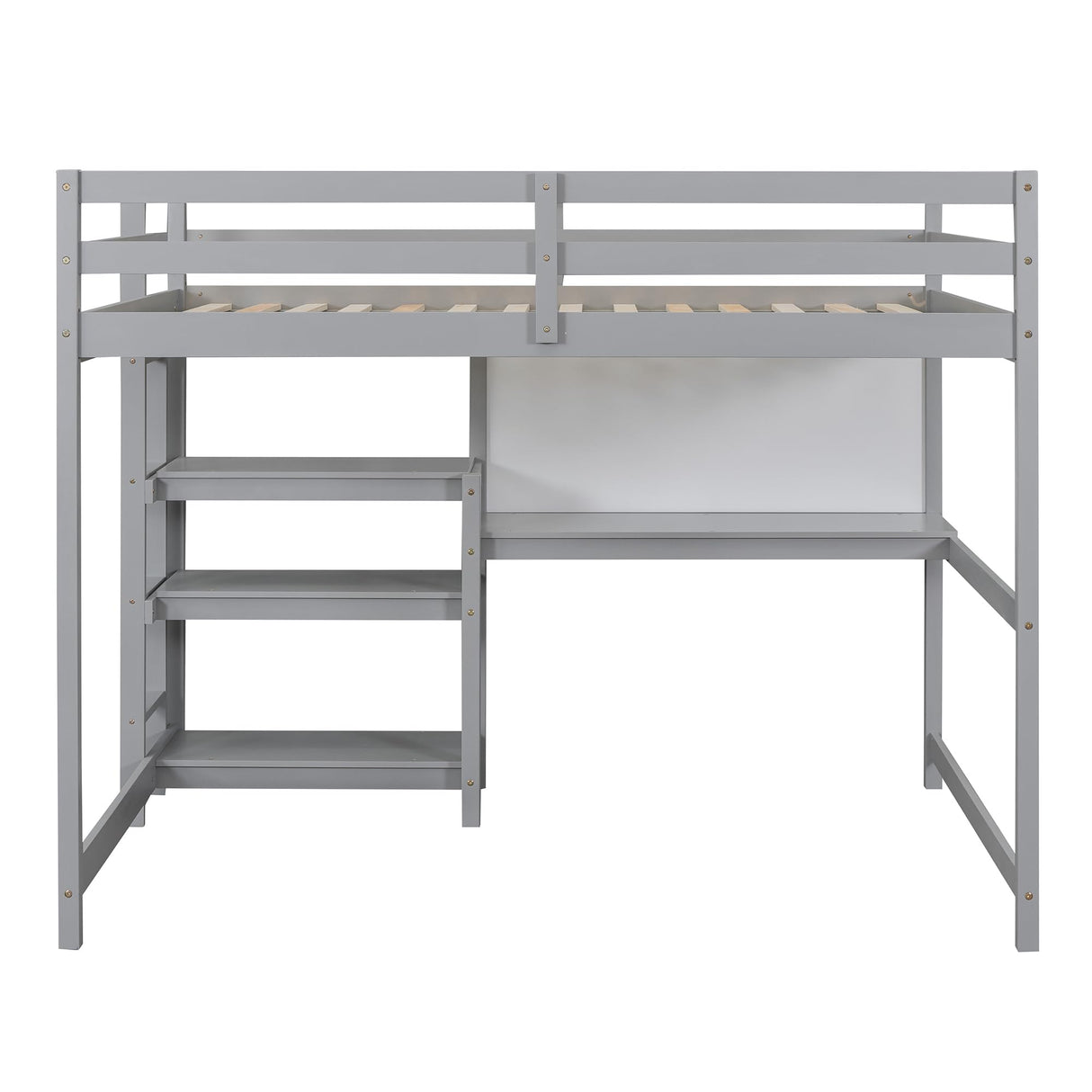 Harper & Bright Designs Full Size Gray Loft Bed with Integrated Desk, Bookshelf, and Writing Board Harper & Bright Designs