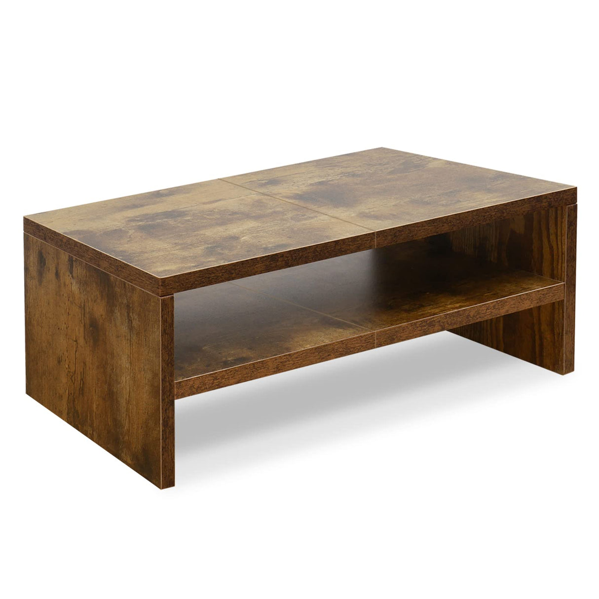 TEAMIX Wooden Monitor Stand Riser-2 Tier Laptop Stand for Desk, Monitor Riser for TV/Printer/Keyboard, Computer Stand with Storage Home Office Desk Shelf Organization TEAMIX