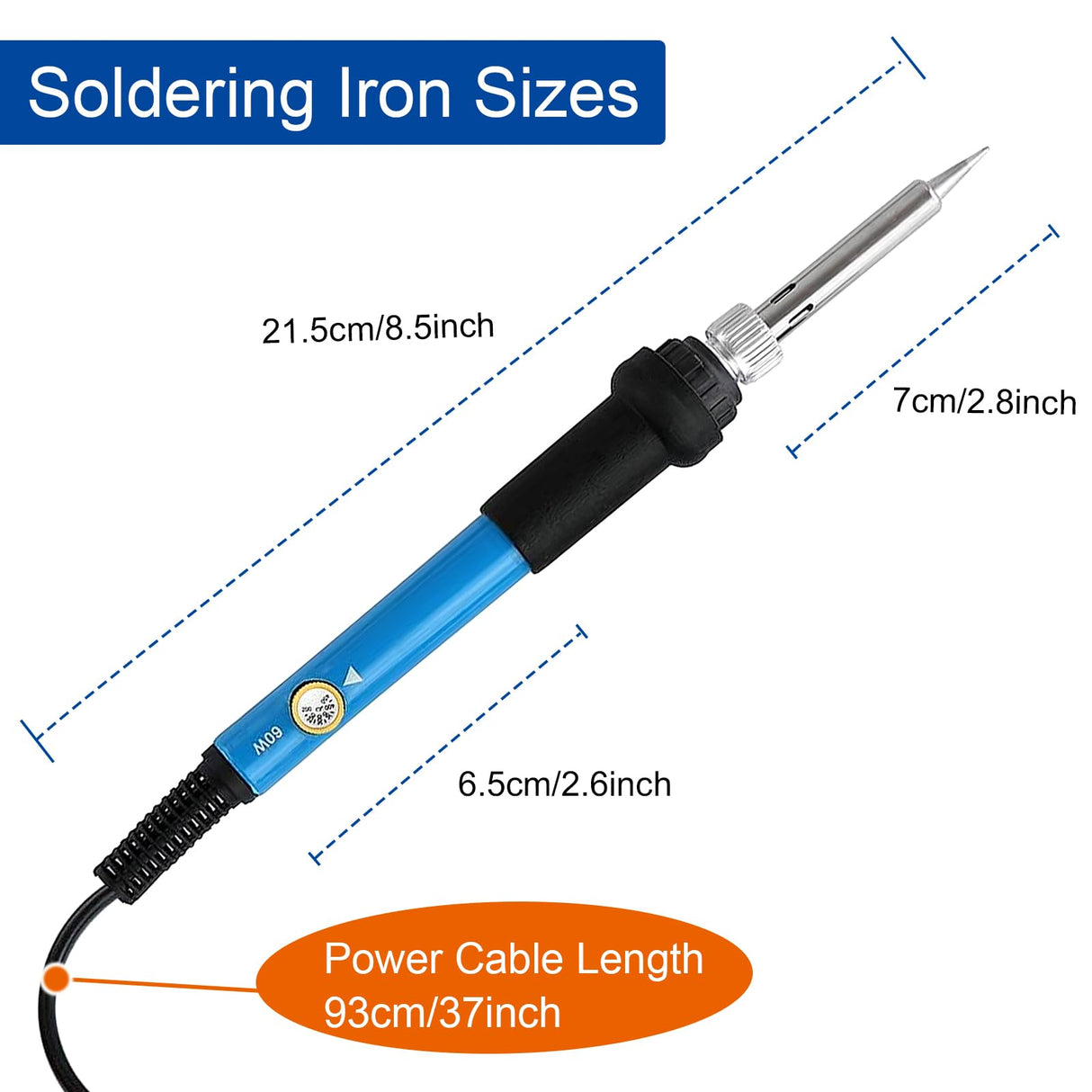 Soldering Iron Kit Soldering Kit With Temperature Adjustable Electric Soldering Gun,60w 110v Soldering Iron With Ceramic Heater,5pcs Different Soldering Tips Soldering Iron Stand (Blue) Vanwoke