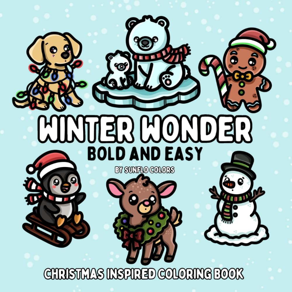 Winter Wonder: Christmas Inspired Bold and Easy Coloring Book for Adults or Kids Majosta
