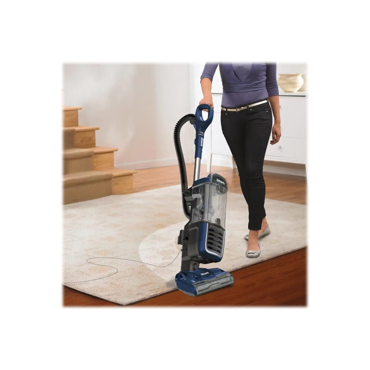 Shark NV151 Navigator Swivel Pro Complete Upright Vacuum with HEPA Filtration, Swivel Steering, Pet Power Brush, Crevice Tool & Upholstery Tool, for Pet Hair & Multi-Surface Cleaning, Navy Shark