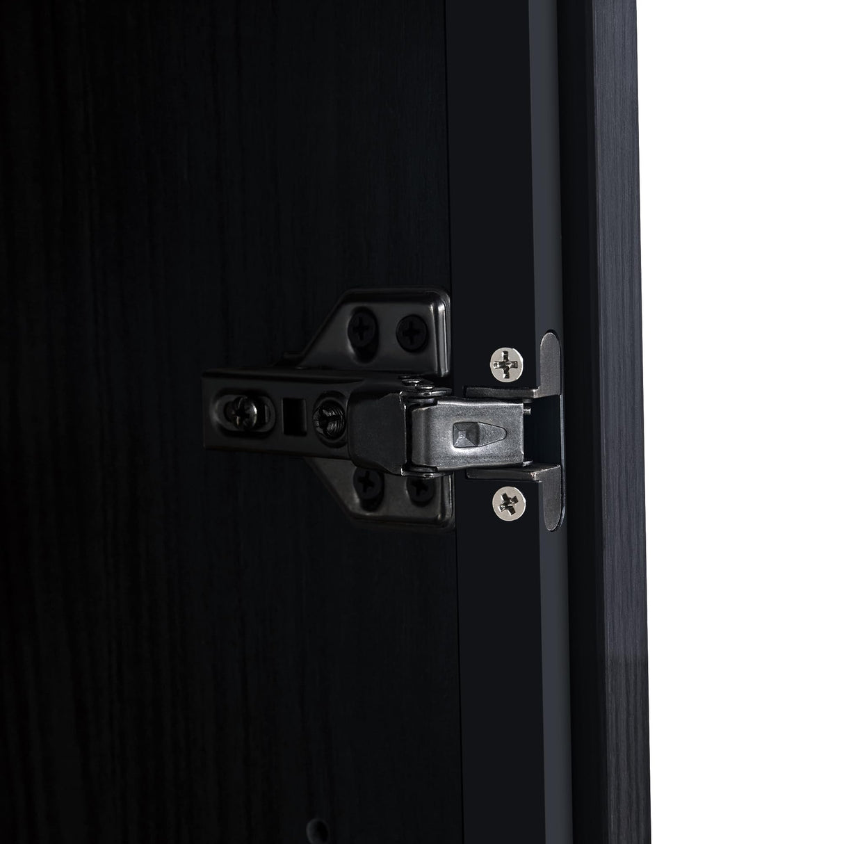 THINK 30 51.2'' Tall Lighted Display Cabinet with Tempered Glass Door, Adjustable Glass Shelves, Metal Legs, LED Modern Minimalist Curio Cabinet for Living Room, Office, Study, Black THINK 30