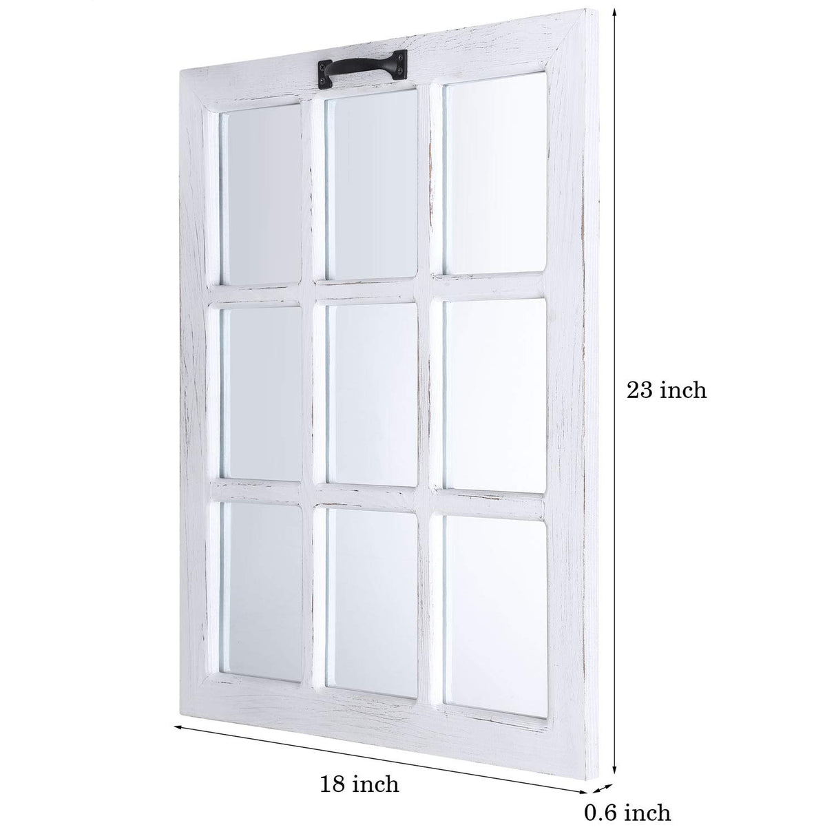 LOSOUR Decorative Wall Mirror-Distressed Wood Windowpane Mirror- Farmhouse Mirrors for Wall with Hanging Hardware for Bedroom Living Room Bathroom Kitchen (1, 18Wx23L) LOSOUR